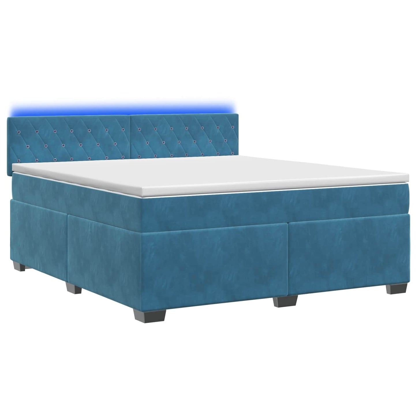vidaXL Κρεβάτι Box Spring με Στρώμα και LED Μπλε 140 x 200 cm Βελούδο