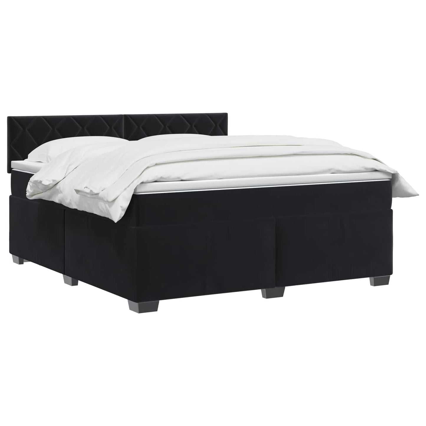 vidaXL Κρεβάτι Box Spring με Στρώμα και LED Μαύρο 140 x 200 cm Βελούδο