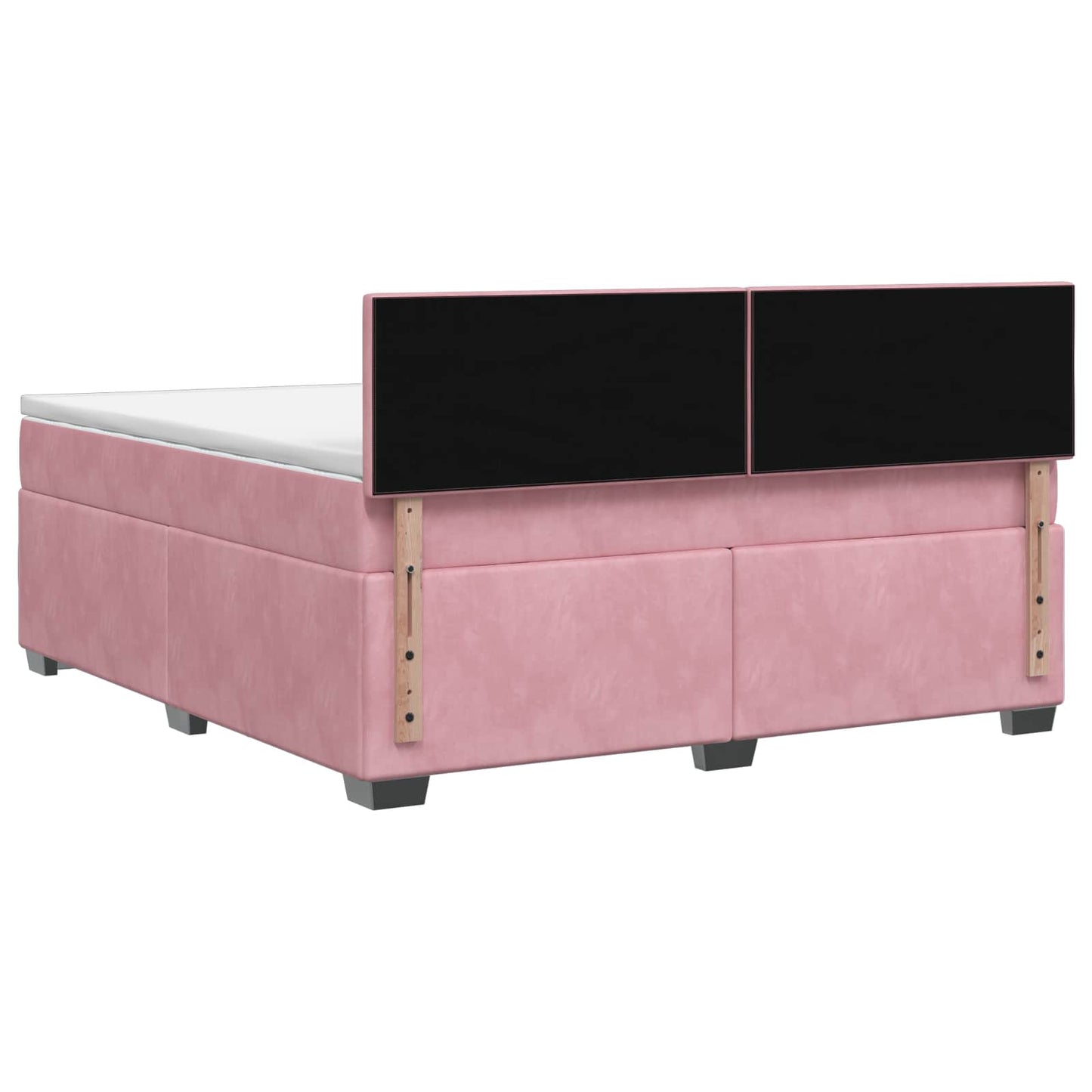 vidaXL Κρεβάτι Box Spring με Στρώμα και LED Ροζ 140 x 200 cm Βελούδο