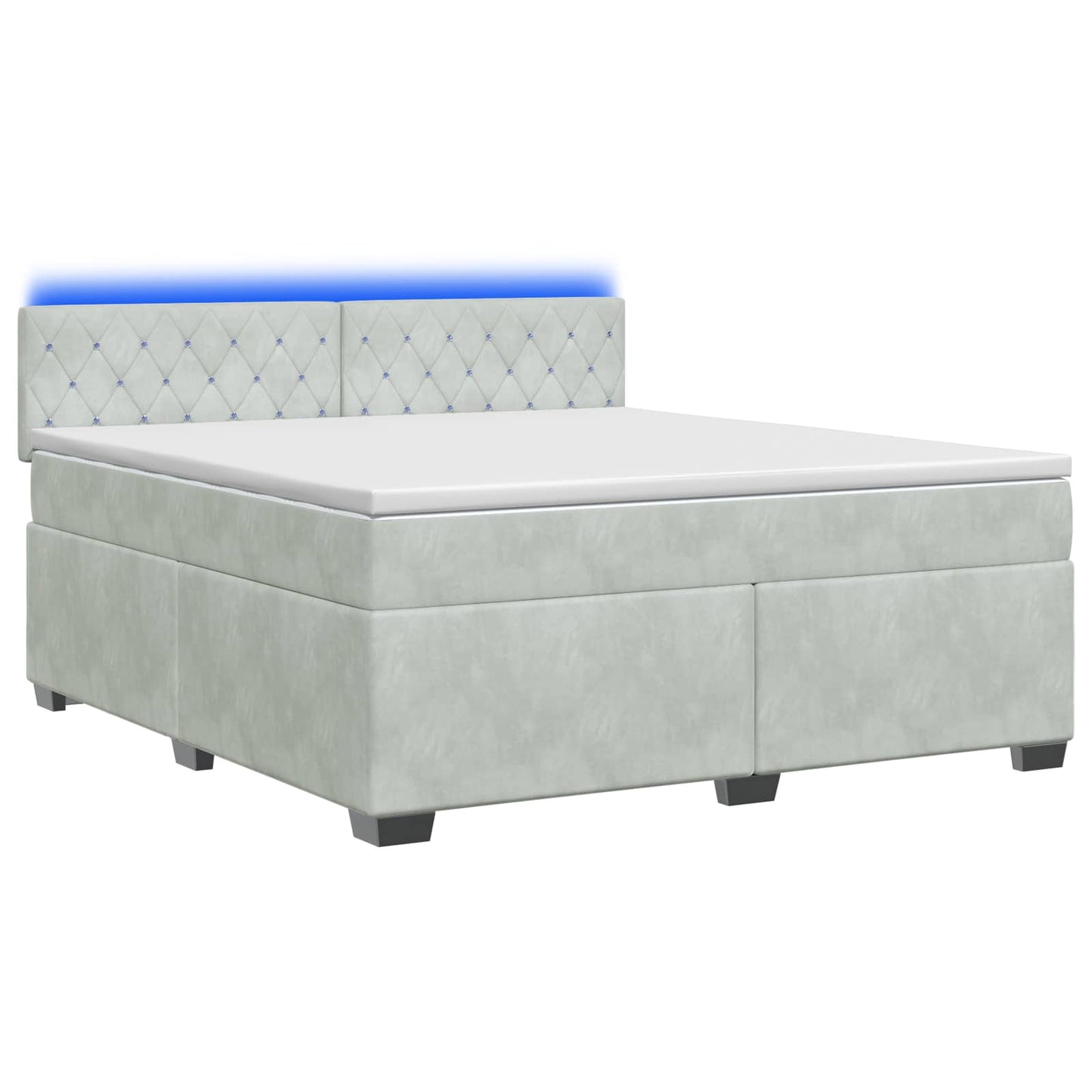 vidaXL Κρεβάτι Box Spring με Στρώμα και LED Ανοιχτό γκρι 160 x 200 cm