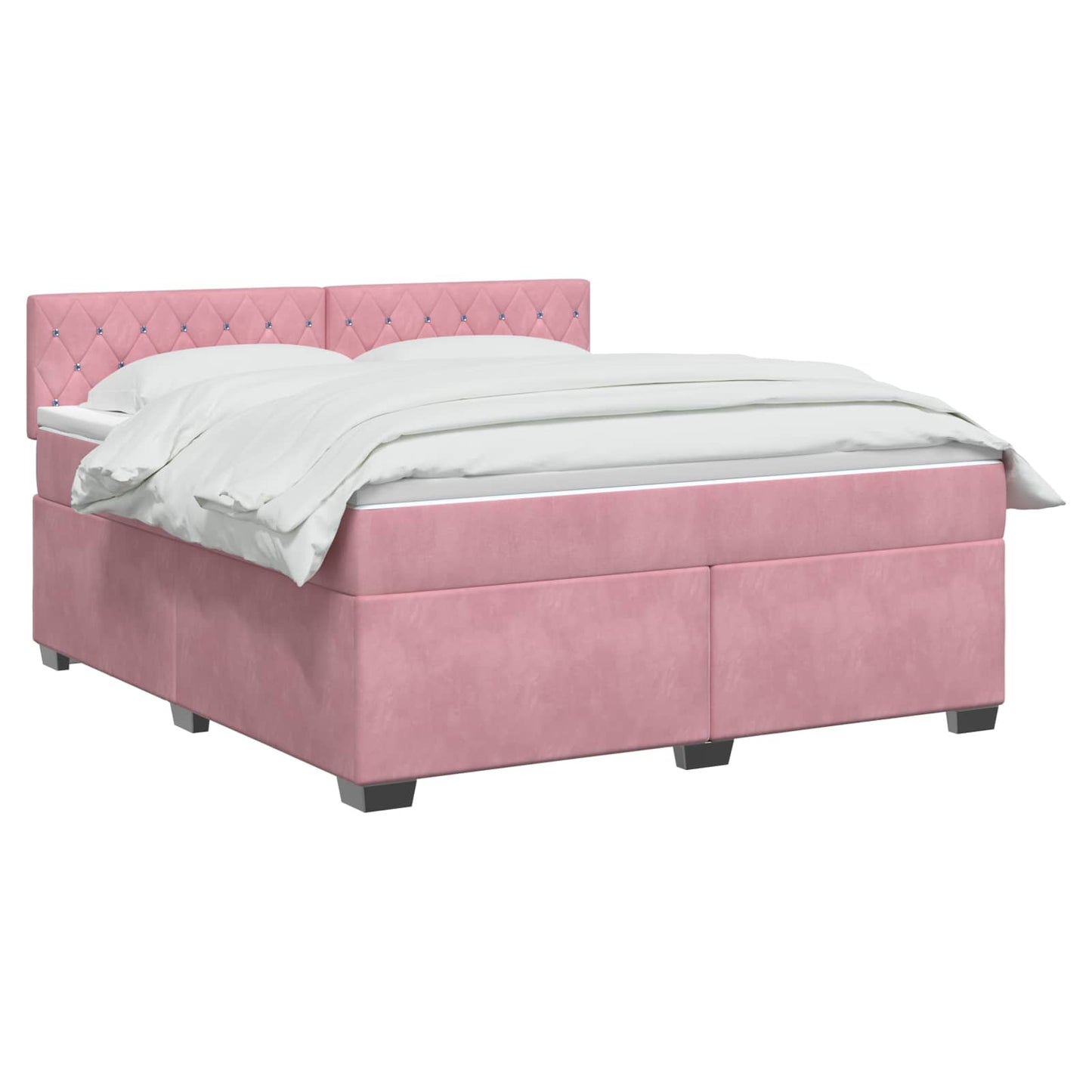 vidaXL Κρεβάτι Box Spring με Στρώμα και LED Ροζ 160 x 200 cm Βελούδο