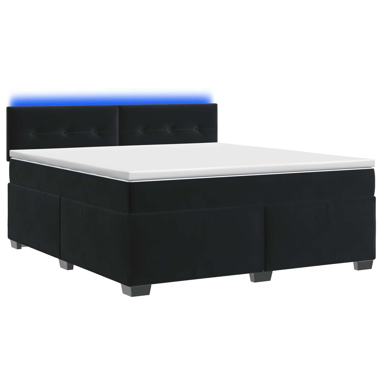 vidaXL Κρεβάτι Box Spring με Στρώμα και LED Μαύρο 160 x 200 cm Βελούδο