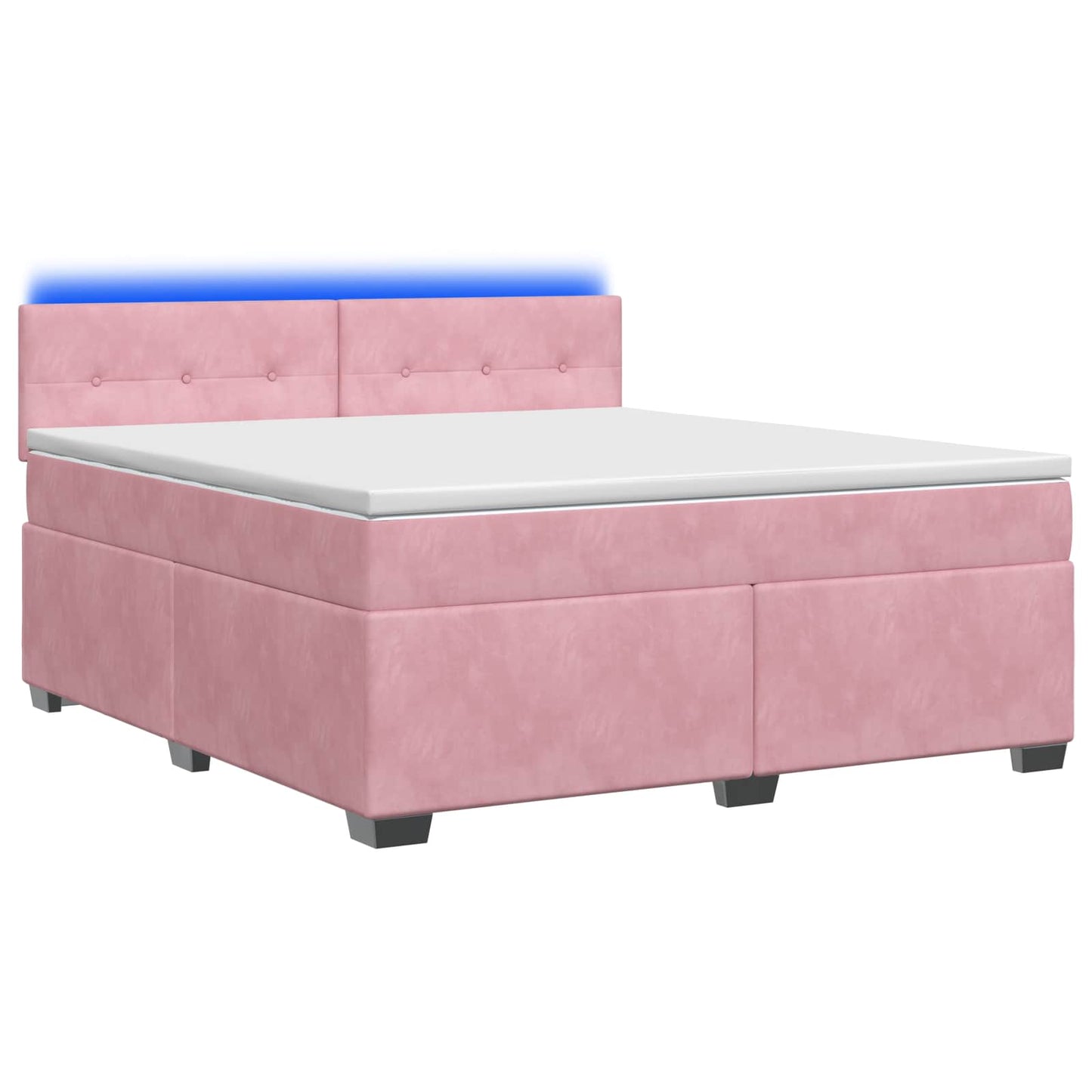vidaXL Κρεβάτι Box Spring με Στρώμα και LED Ροζ 160 x 200 cm Βελούδο
