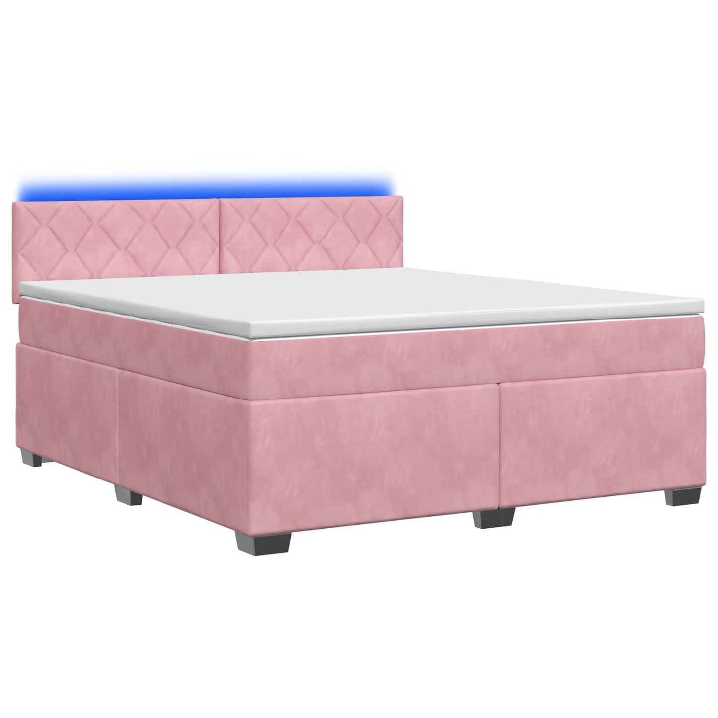 vidaXL Κρεβάτι Box Spring με Στρώμα και LED Ροζ 160 x 200 cm Βελούδο