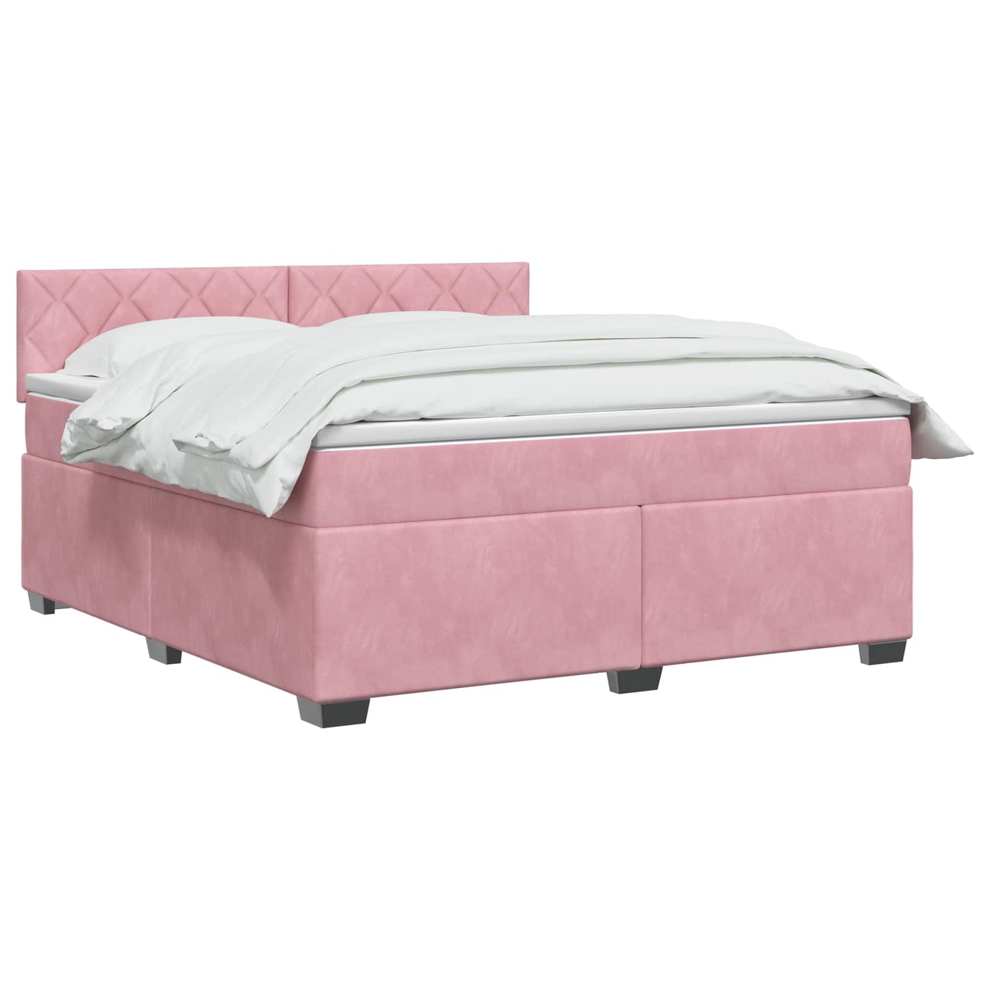 vidaXL Κρεβάτι Box Spring με Στρώμα και LED Ροζ 160 x 200 cm Βελούδο