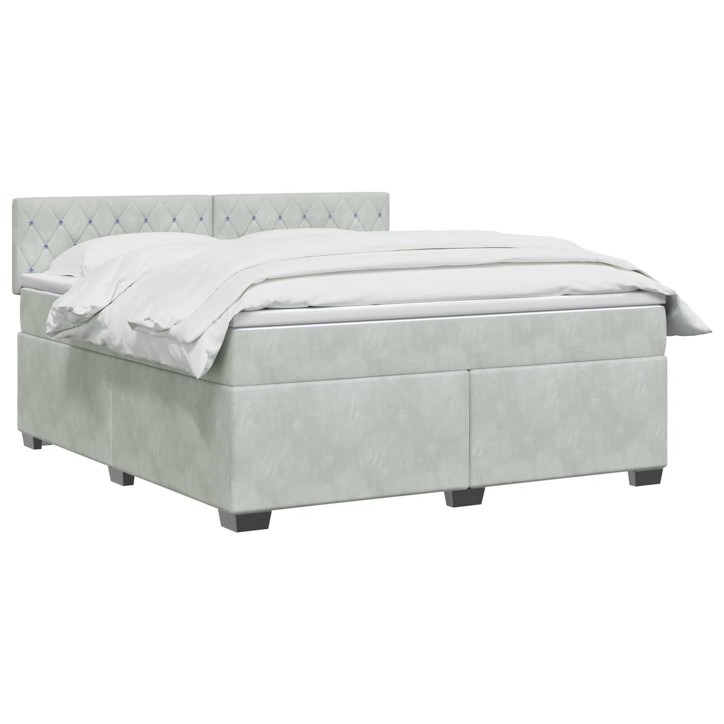 vidaXL Κρεβάτι Box Spring με Στρώμα και LED Ανοιχτό γκρι 180 x 200 cm