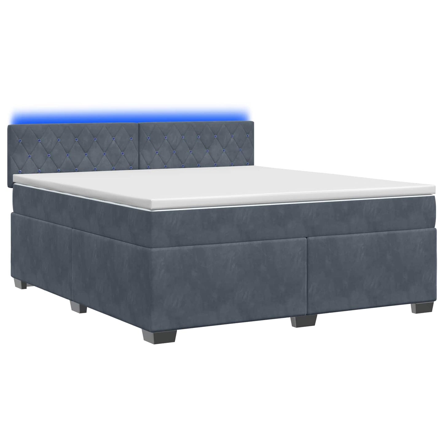 vidaXL Κρεβάτι Box Spring με Στρώμα και LED Σκούρο Γκρι 180 x 200 cm
