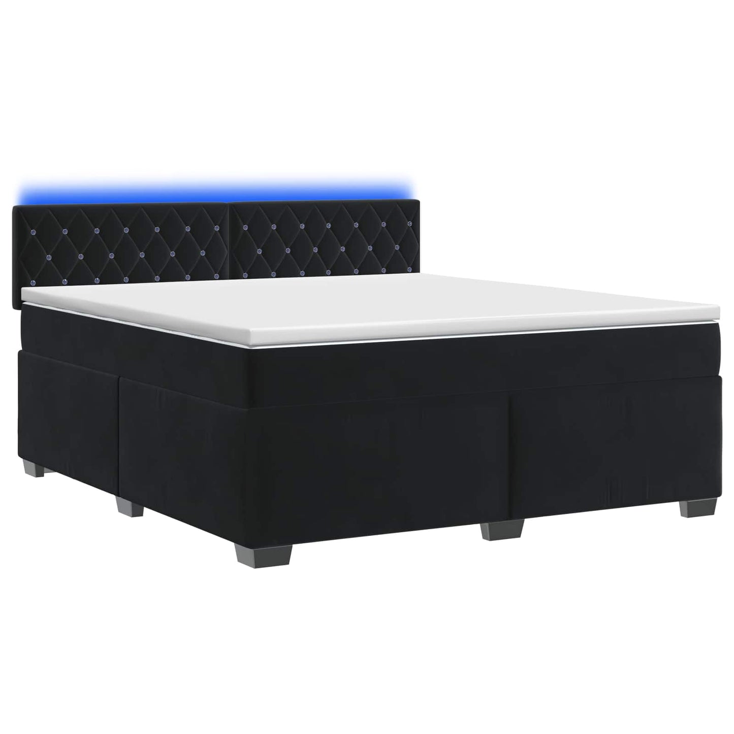 vidaXL Κρεβάτι Box Spring με Στρώμα και LED Μαύρο 180 x 200 cm Βελούδο