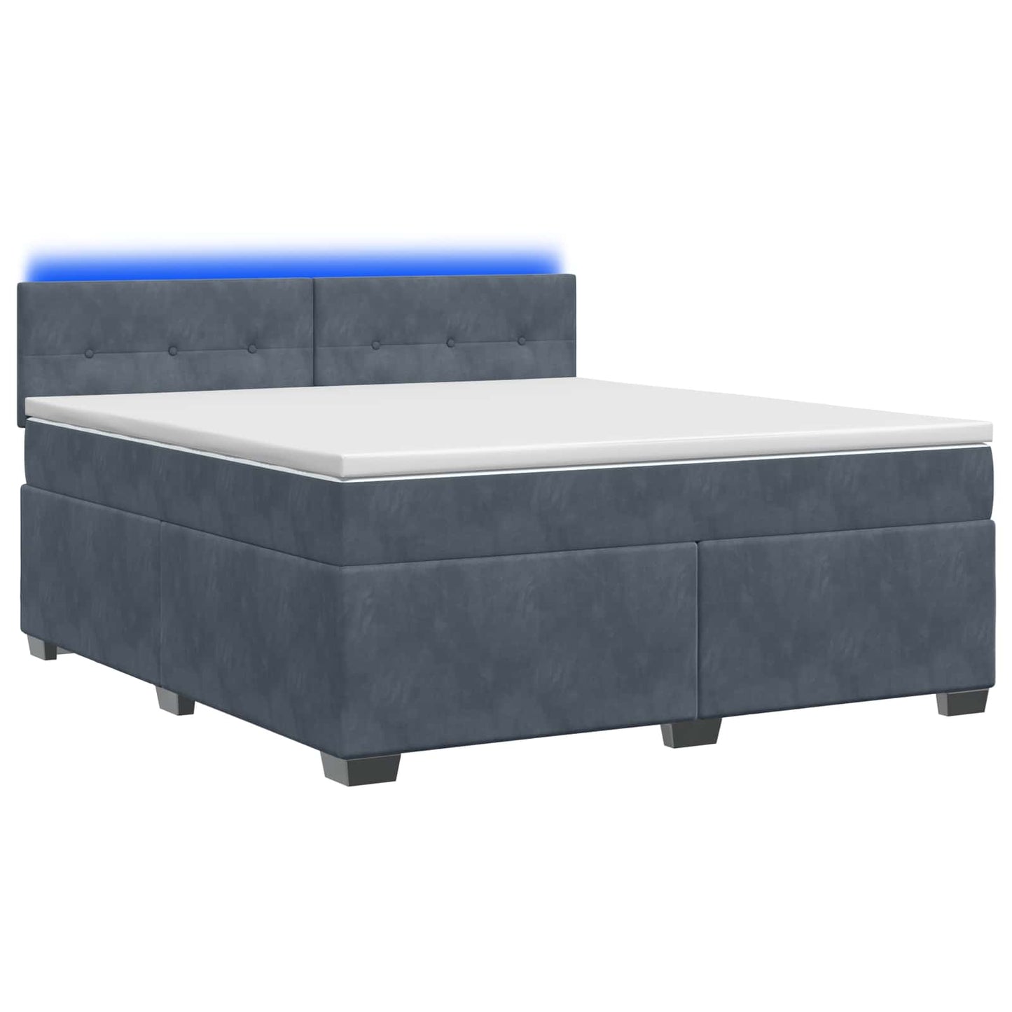 vidaXL Κρεβάτι Box Spring με Στρώμα και LED Σκούρο Γκρι 180 x 200 cm