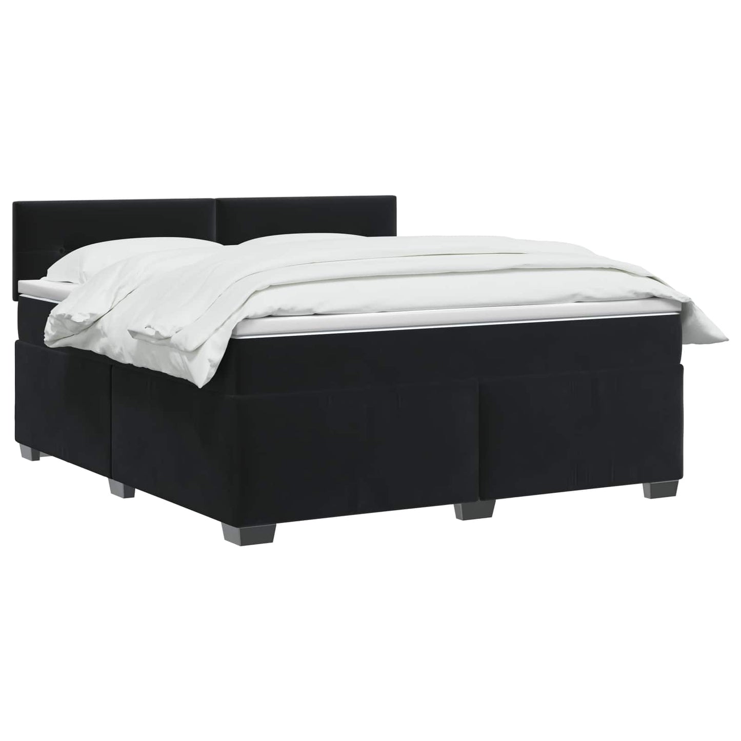 vidaXL Κρεβάτι Box Spring με Στρώμα και LED Μαύρο 180 x 200 cm Βελούδο