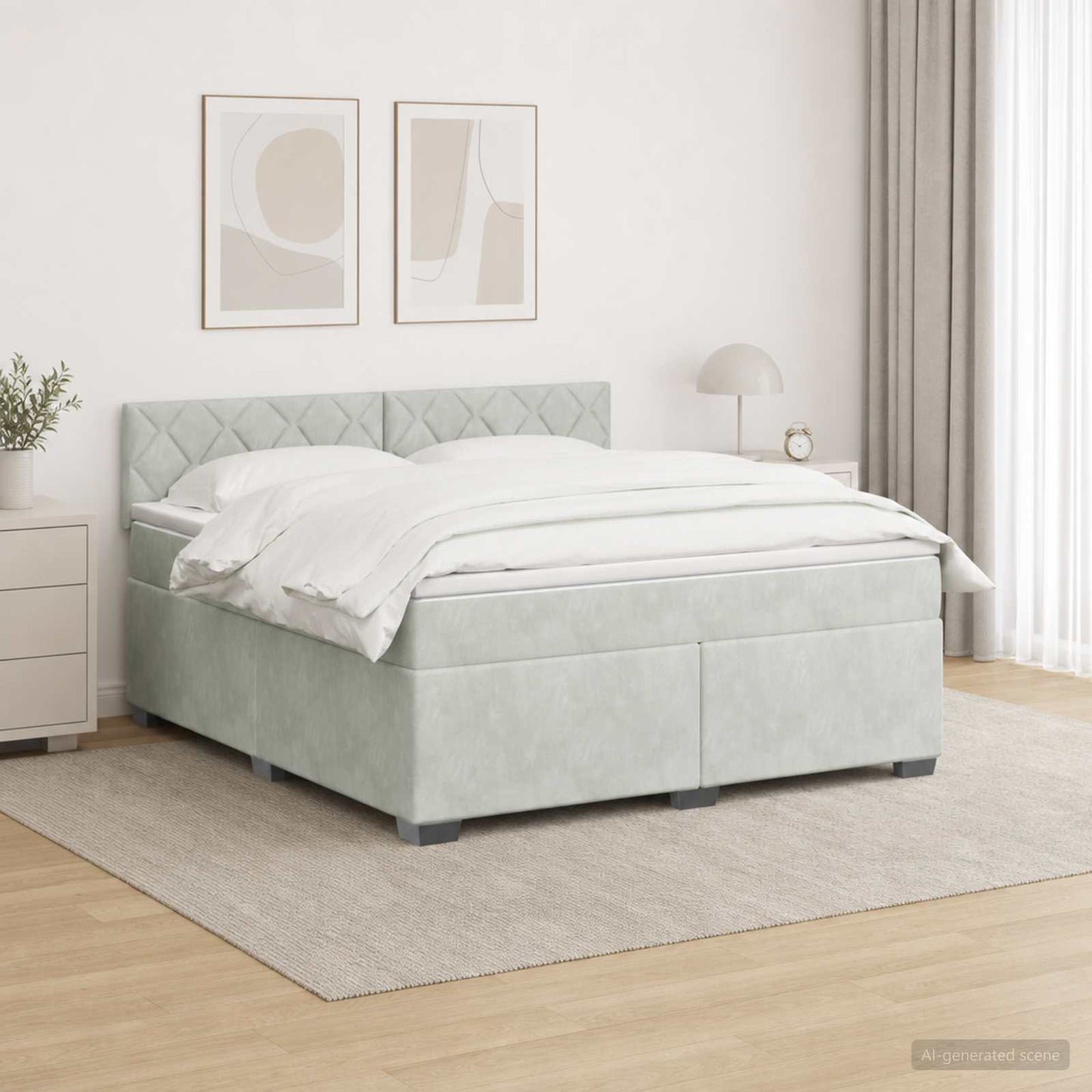 vidaXL Κρεβάτι Box Spring με Στρώμα και LED Ανοιχτό γκρι 160 x 200 cm