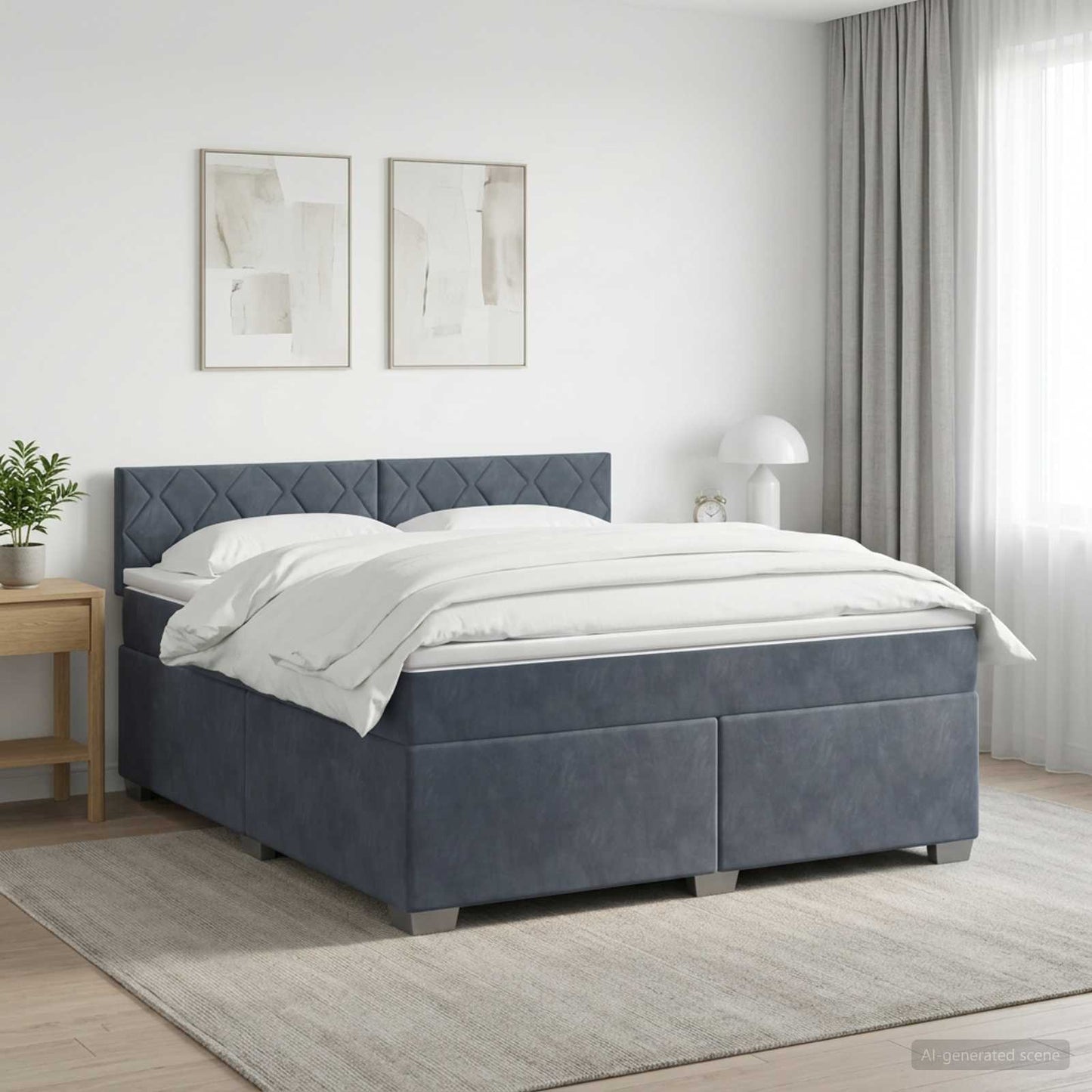 vidaXL Κρεβάτι Box Spring με Στρώμα και LED Σκούρο Γκρι 180 x 200 cm