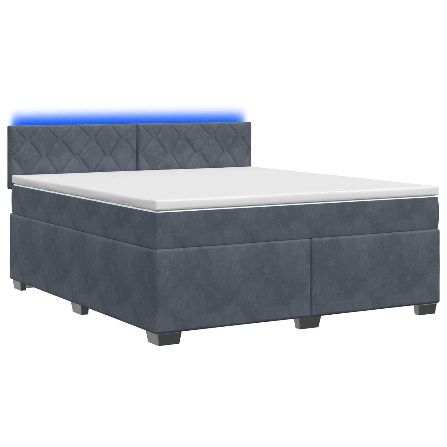 vidaXL Κρεβάτι Box Spring με Στρώμα και LED Σκούρο Γκρι 180 x 200 cm