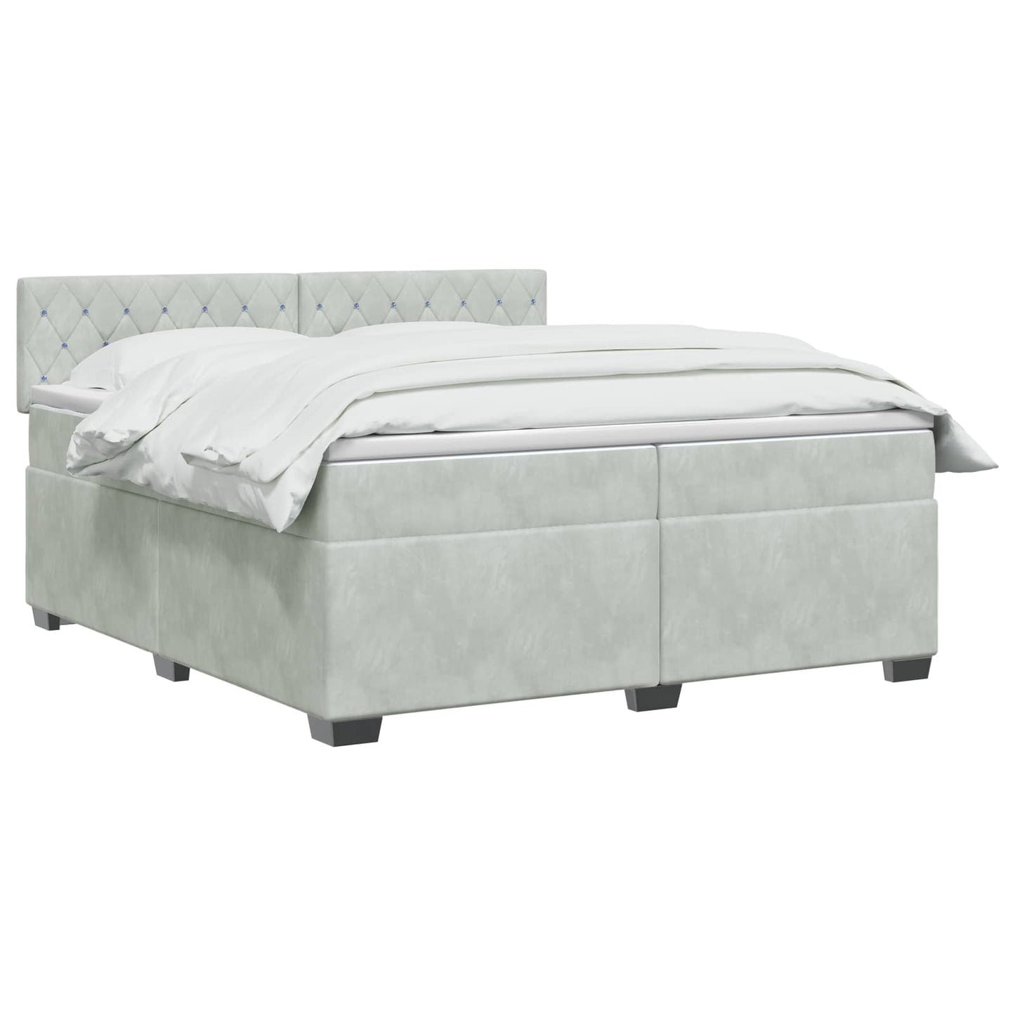 vidaXL Κρεβάτι Box Spring με Στρώμα και LED Ανοιχτό γκρι 200 x 200 cm