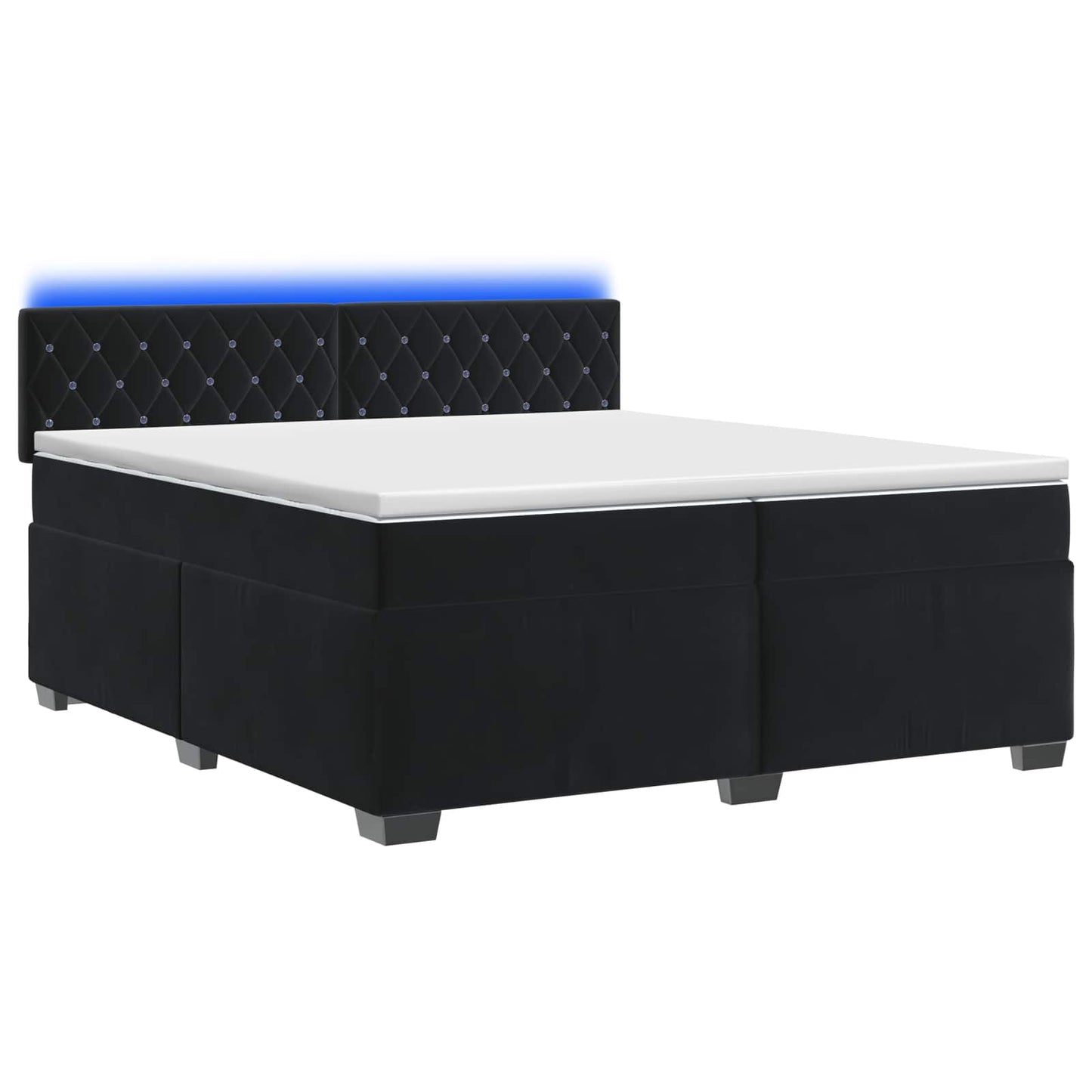vidaXL Κρεβάτι Box Spring με Στρώμα και LED Μαύρο 200 x 200 cm Βελούδο
