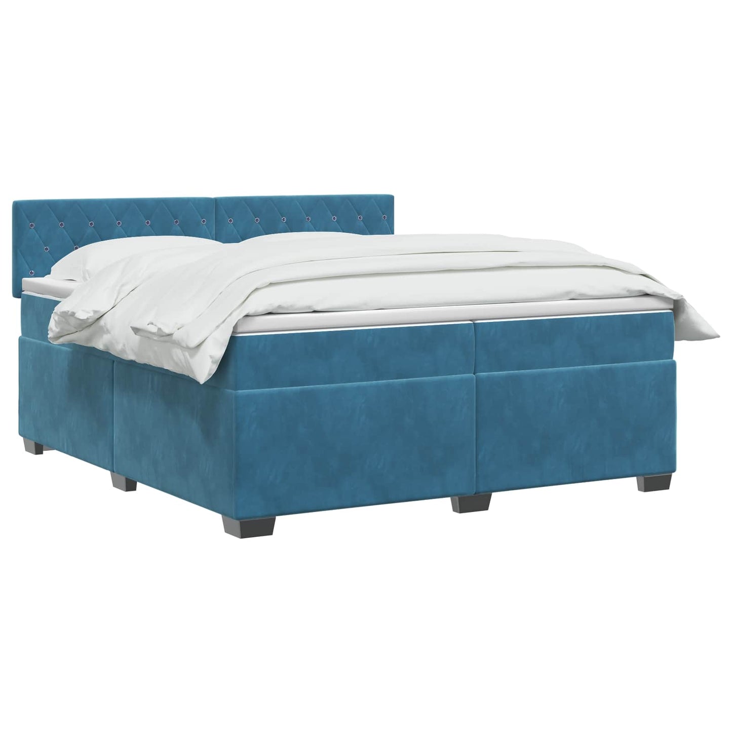 vidaXL Κρεβάτι Box Spring με Στρώμα και LED Μπλε 200 x 200 cm Βελούδο