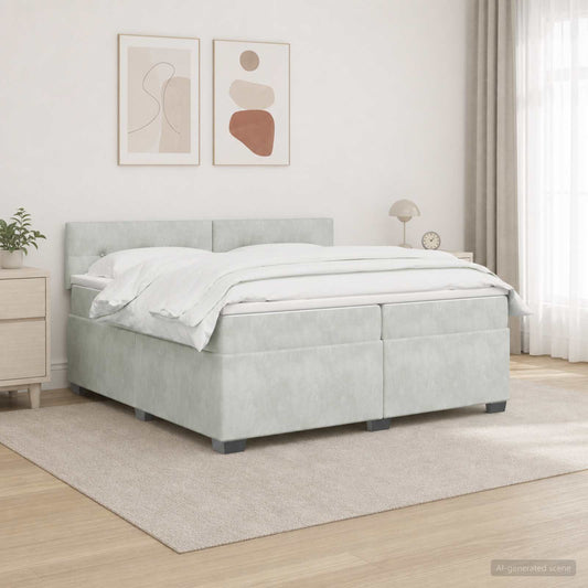 vidaXL Κρεβάτι Box Spring με Στρώμα και LED Ανοιχτό γκρι 200 x 200 cm