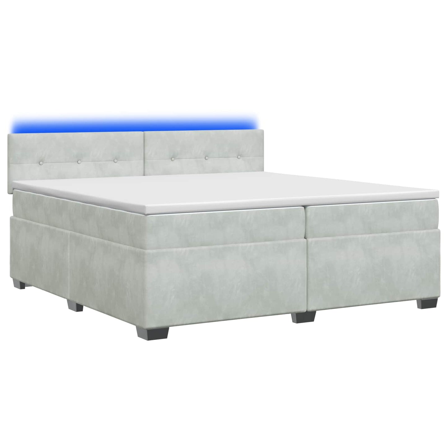 vidaXL Κρεβάτι Box Spring με Στρώμα και LED Ανοιχτό γκρι 200 x 200 cm