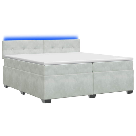 vidaXL Κρεβάτι Box Spring με Στρώμα και LED Ανοιχτό γκρι 200 x 200 cm