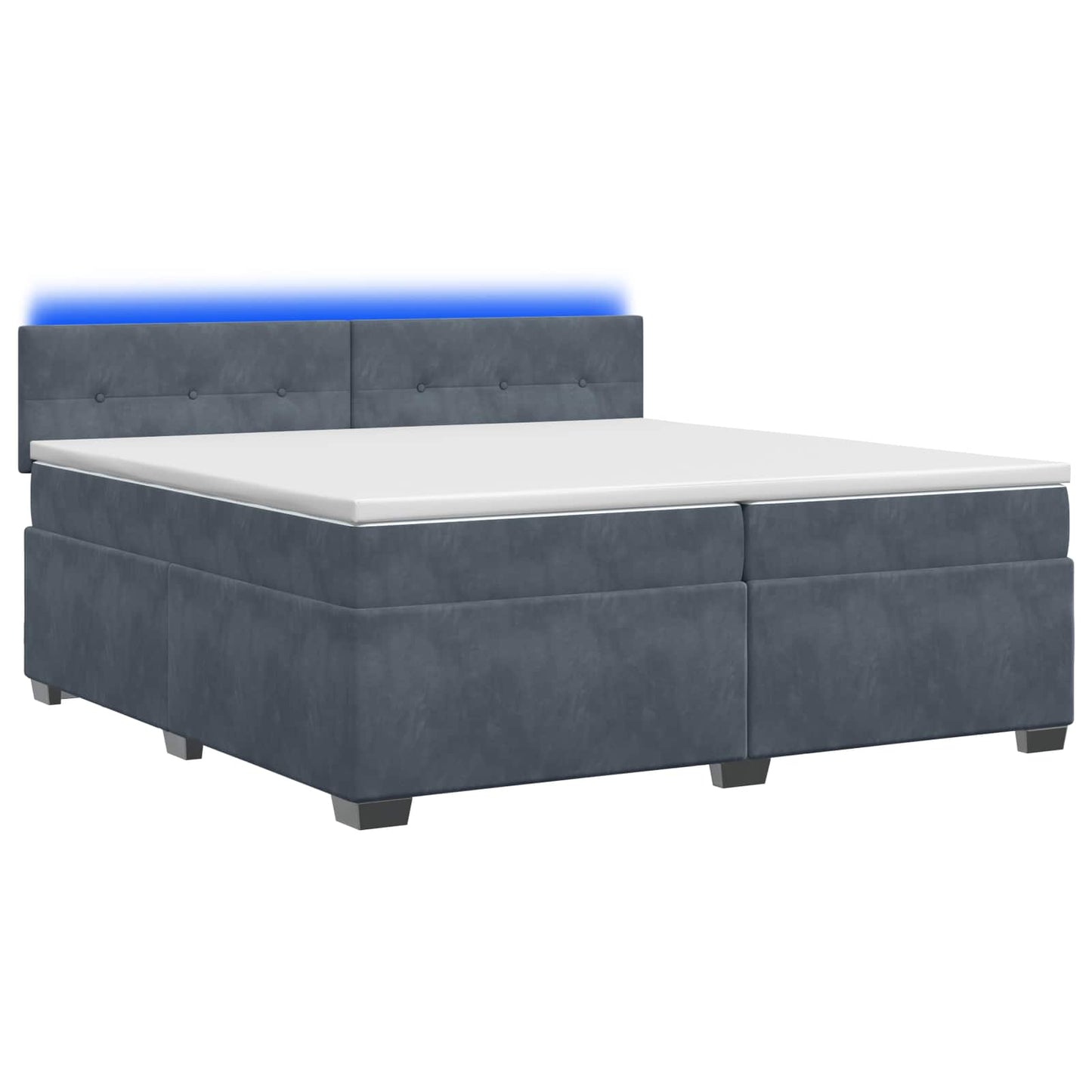 vidaXL Κρεβάτι Box Spring με Στρώμα και LED Σκούρο Γκρι 200 x 200 cm