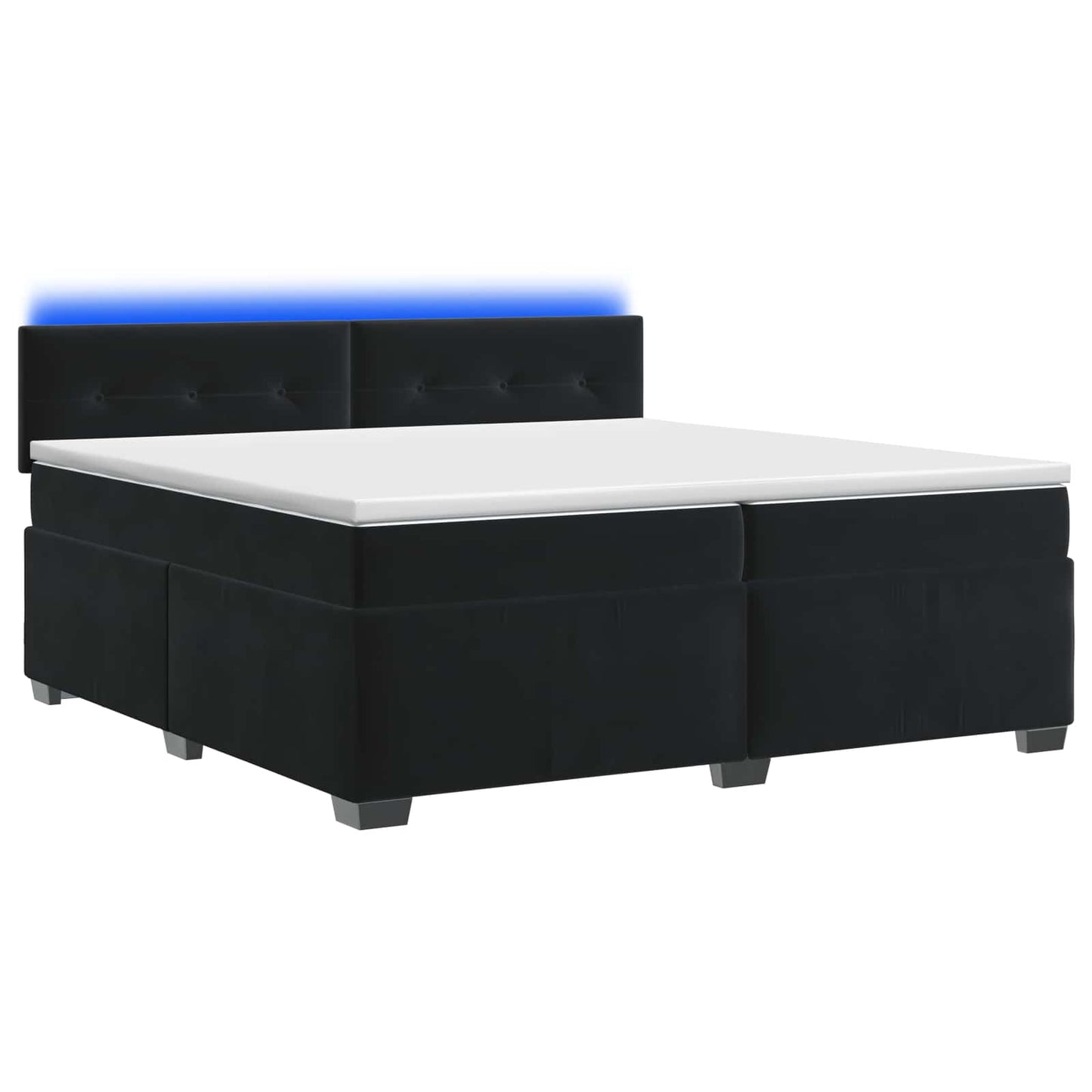 vidaXL Κρεβάτι Box Spring με Στρώμα και LED Μαύρο 200 x 200 cm Βελούδο