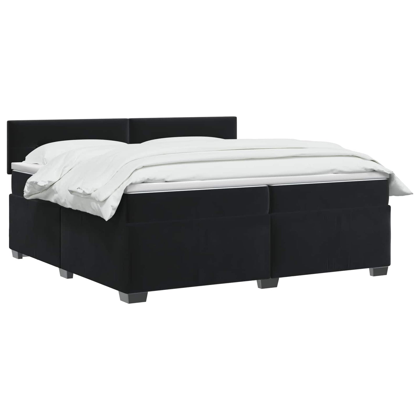 vidaXL Κρεβάτι Box Spring με Στρώμα και LED Μαύρο 200 x 200 cm Βελούδο