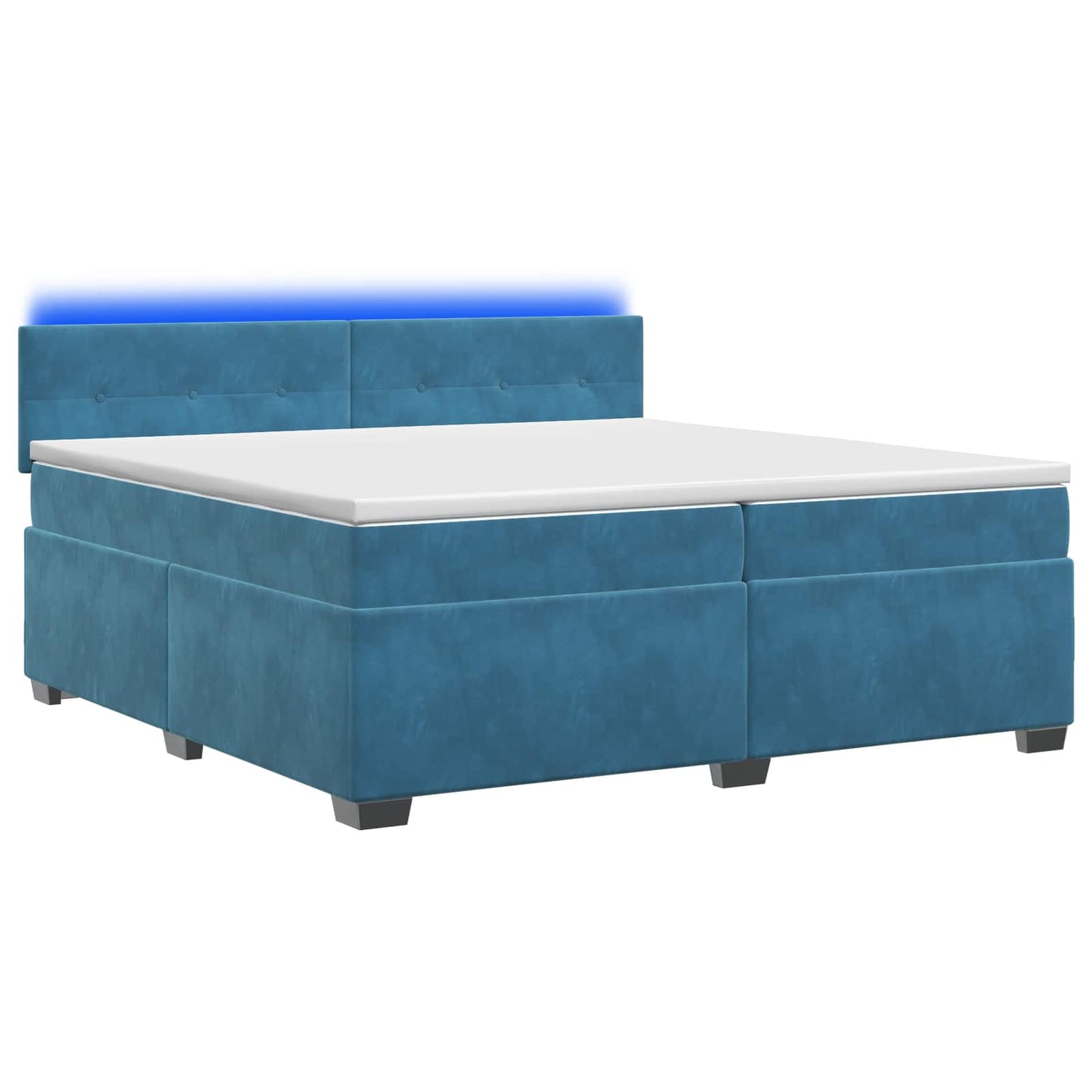 vidaXL Κρεβάτι Box Spring με Στρώμα και LED Μπλε 200 x 200 cm Βελούδο