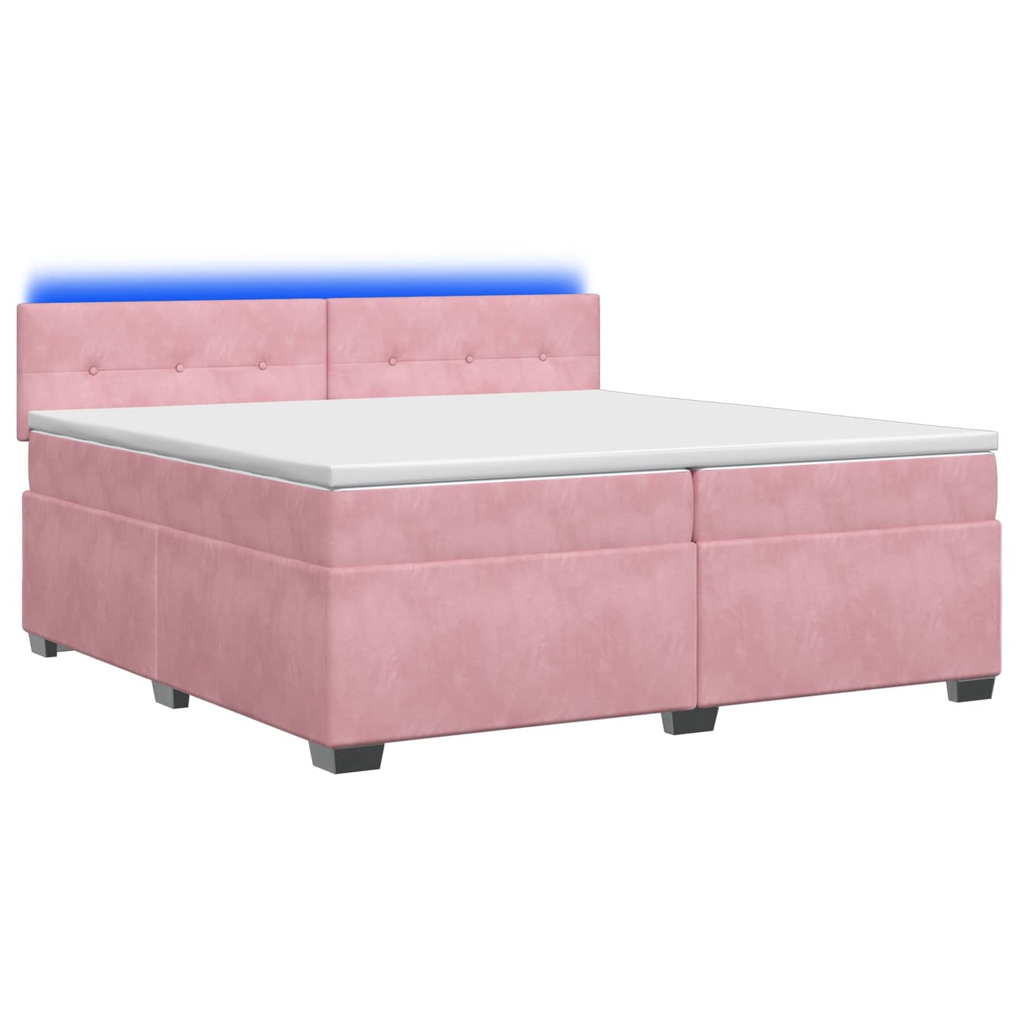 vidaXL Κρεβάτι Box Spring με Στρώμα και LED Ροζ 200 x 200 cm Βελούδο