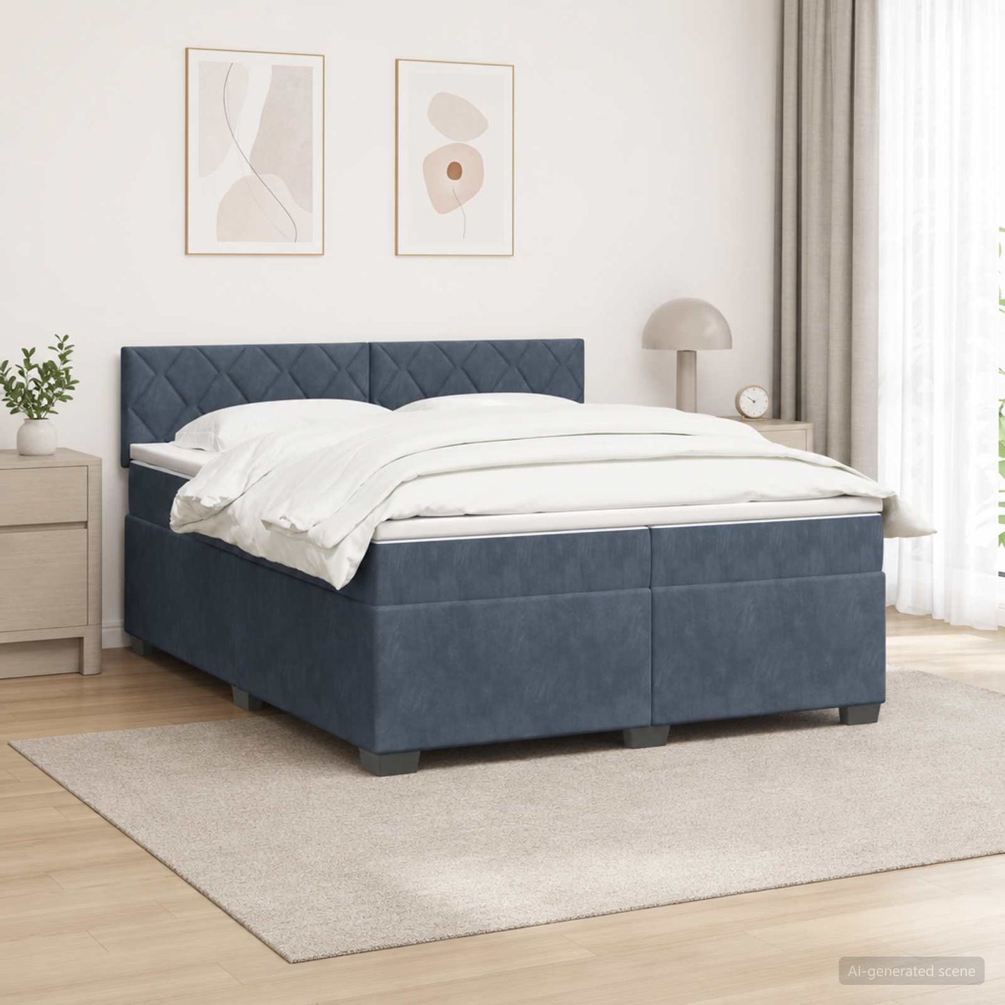 vidaXL Κρεβάτι Box Spring με Στρώμα και LED Σκούρο Γκρι 200 x 200 cm