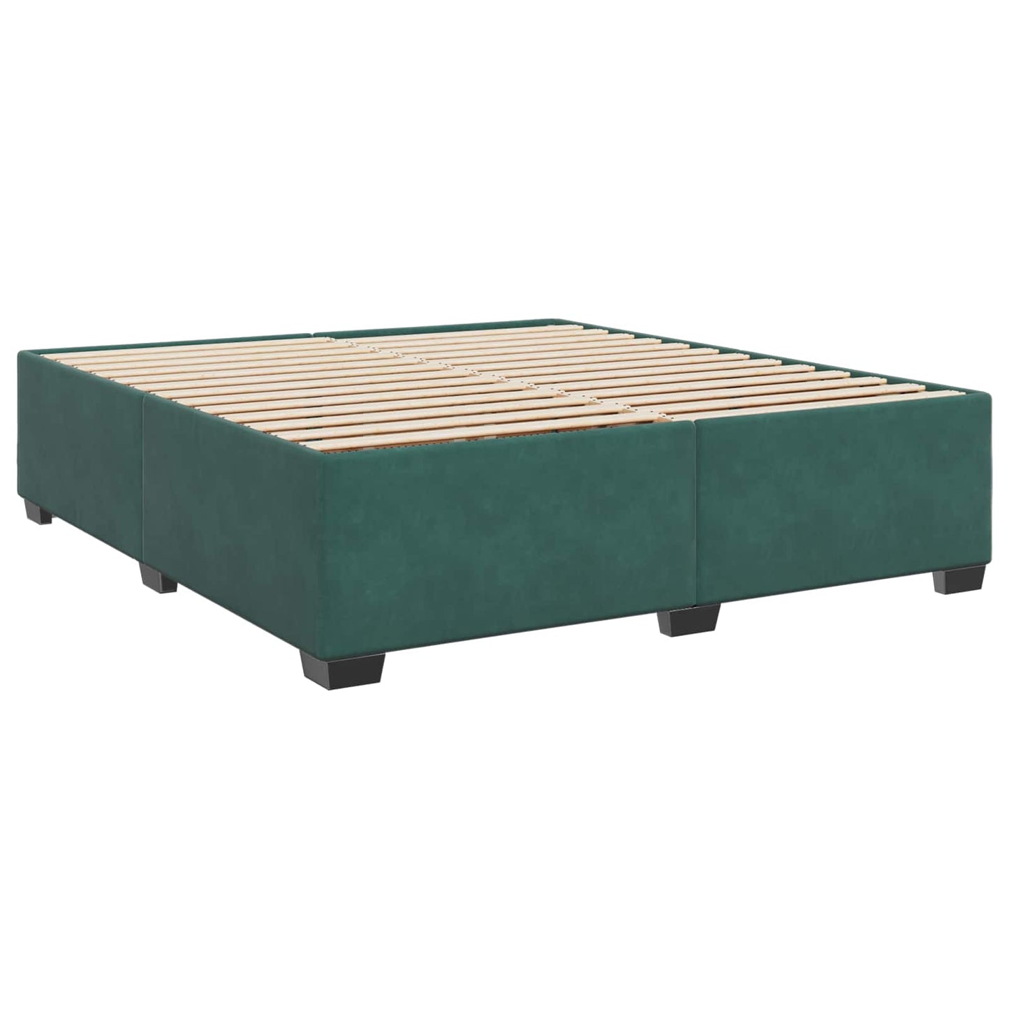 vidaXL Κρεβάτι Box Spring με Στρώμα και LED Σκούρο Πράσινο Βελούδο