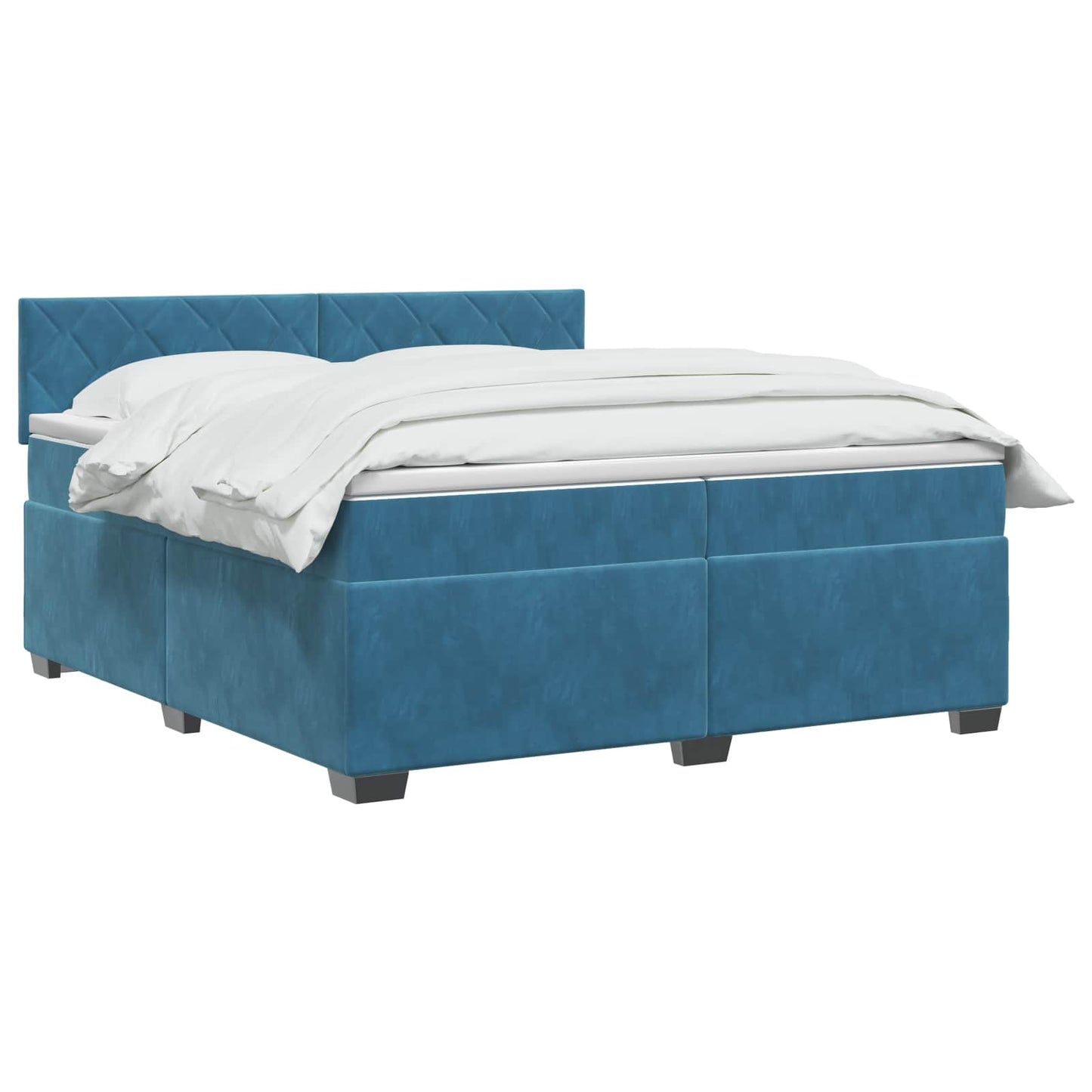 vidaXL Κρεβάτι Box Spring με Στρώμα και LED Μπλε 200 x 200 cm Βελούδο