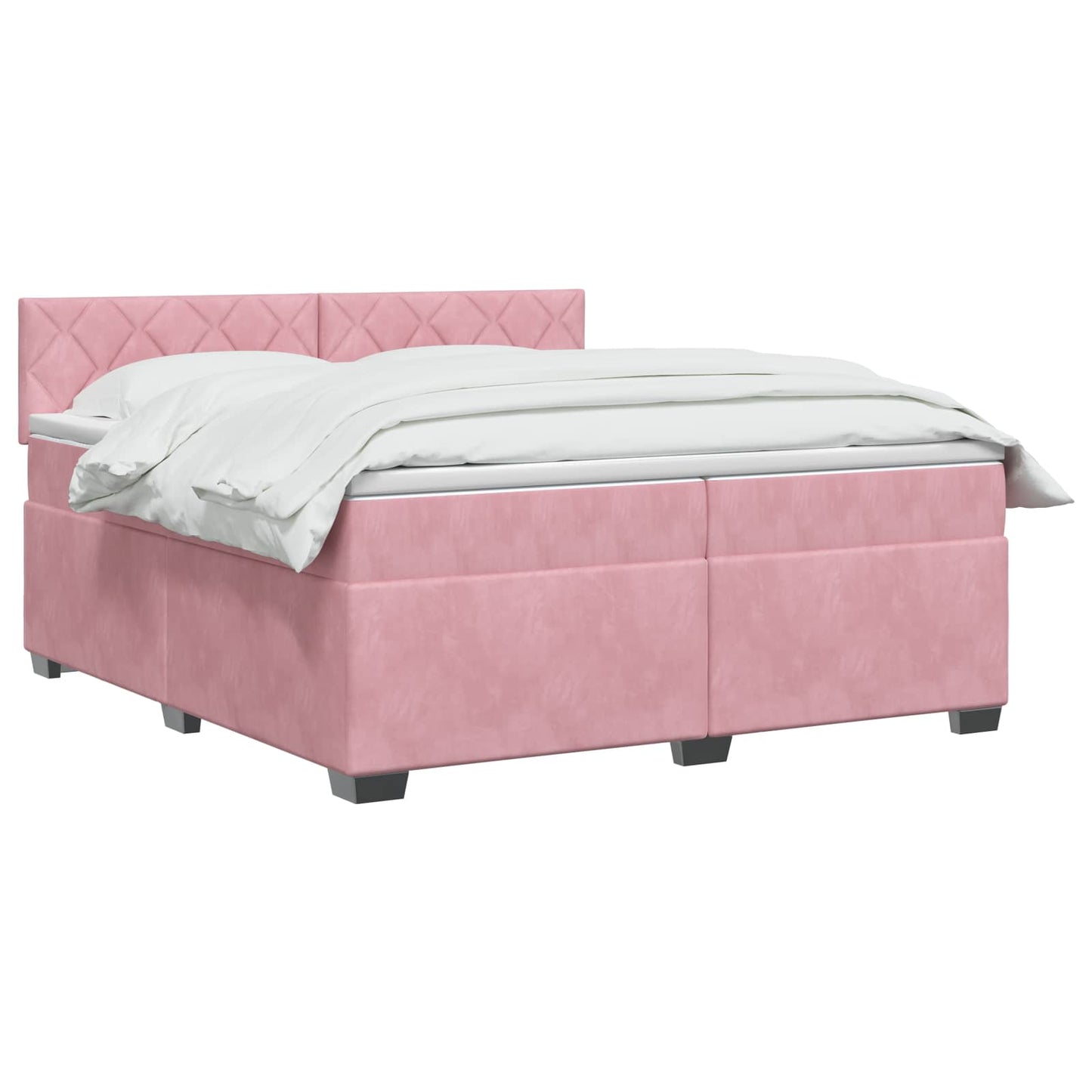 vidaXL Κρεβάτι Box Spring με Στρώμα και LED Ροζ 200 x 200 cm Βελούδο