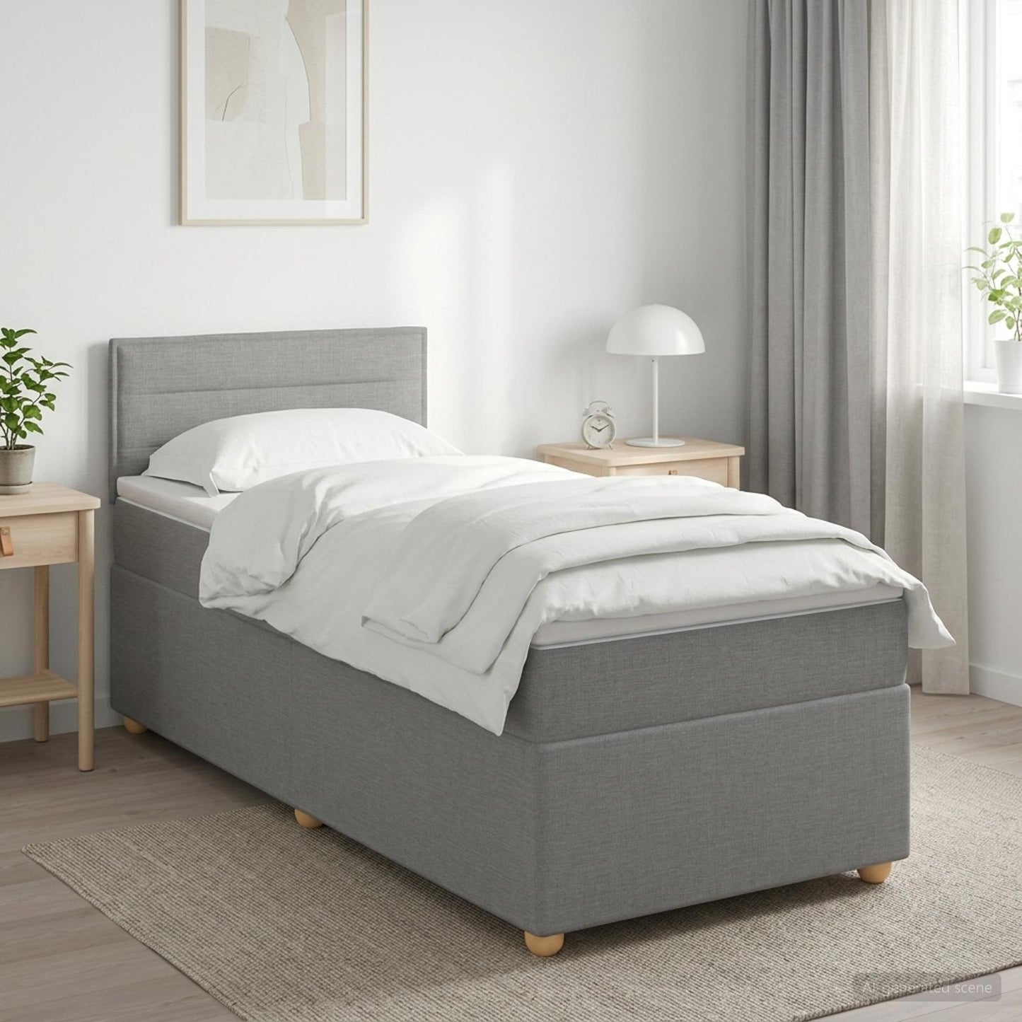 vidaXL Κρεβάτι box spring με στρώμα Ανοιχτό γκρι 90 x 190 cm Ύφασμα