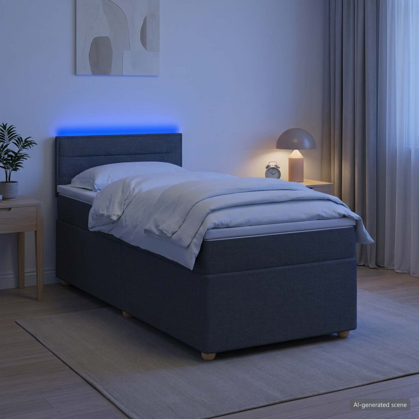 vidaXL Κρεβάτι box spring με στρώμα Σκούρο Γκρι 100 x 200 cm Ύφασμα