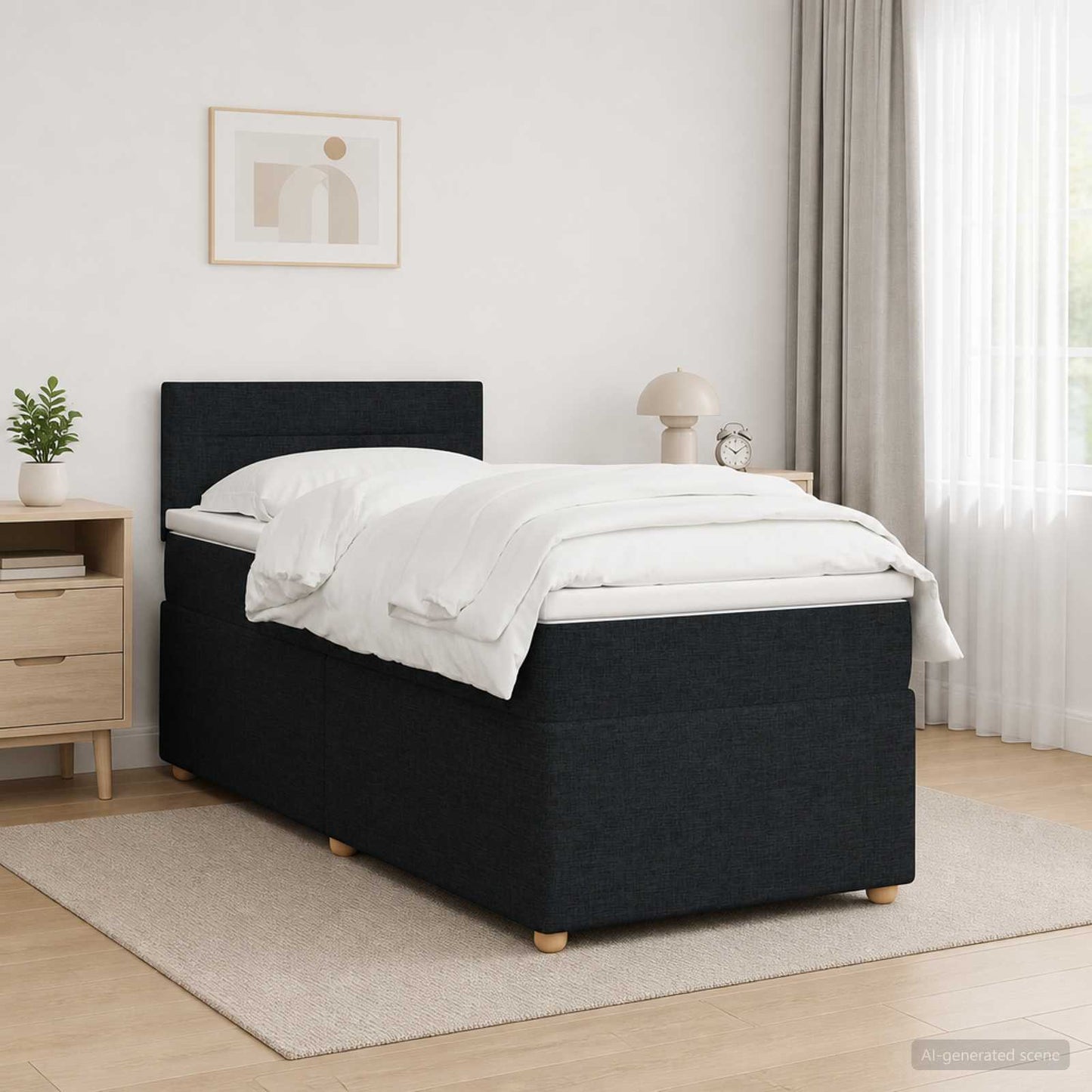 vidaXL Κρεβάτι box spring με στρώμα Μαύρο 80 x 200 cm Ύφασμα