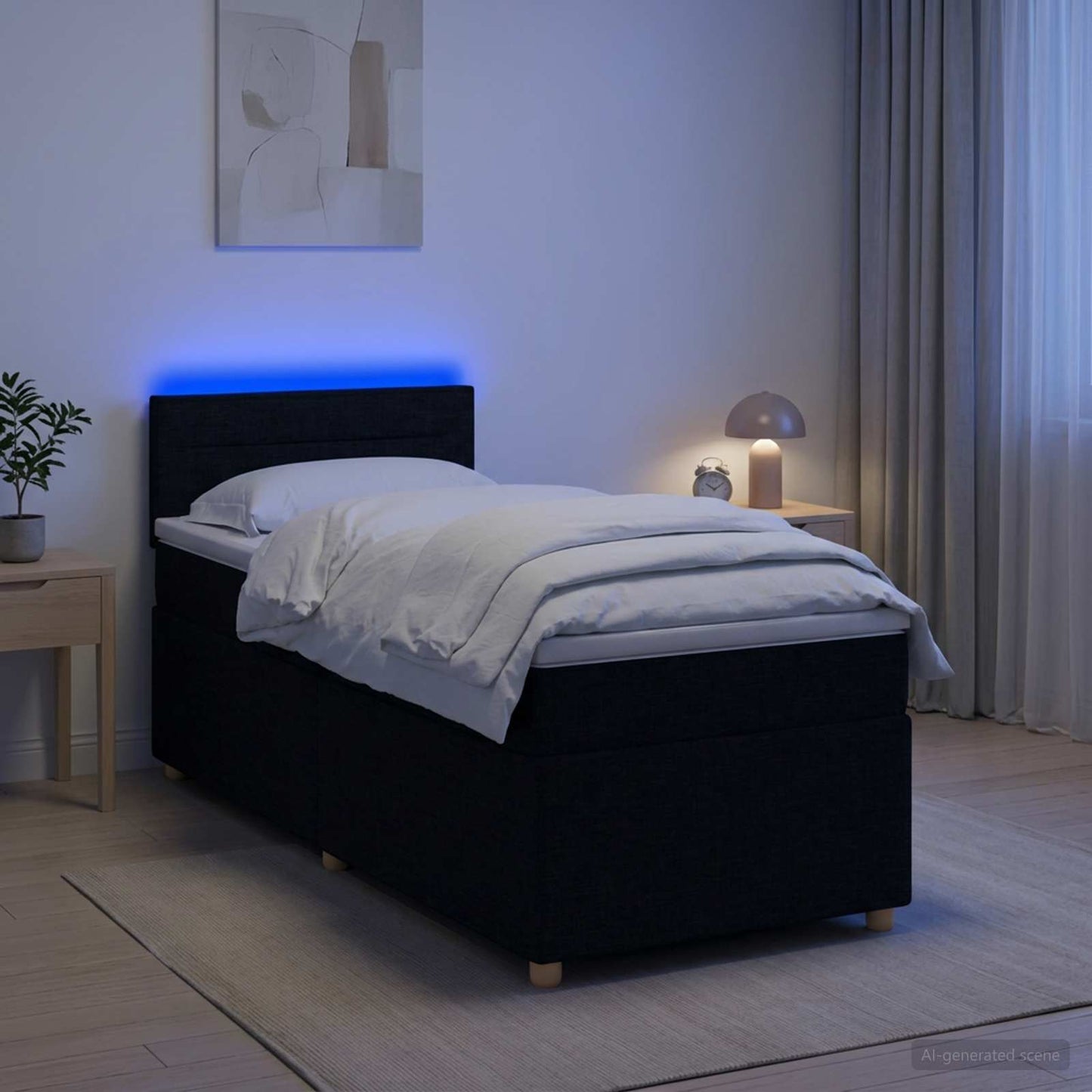 vidaXL Κρεβάτι box spring με στρώμα Μαύρο 80 x 200 cm Ύφασμα
