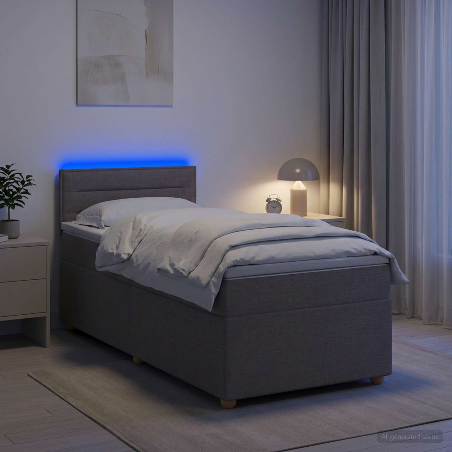 vidaXL Κρεβάτι box spring με στρώμα Taupe 100 x 200 cm Ύφασμα
