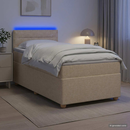 vidaXL Κρεβάτι box spring με στρώμα Κρεμ 80 x 200 cm Ύφασμα