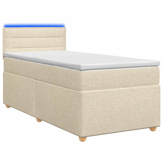 vidaXL Κρεβάτι box spring με στρώμα Κρεμ 80 x 200 cm Ύφασμα