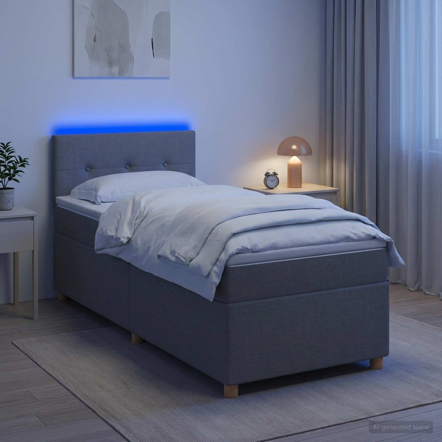 vidaXL Κρεβάτι box spring με στρώμα Ανοιχτό γκρι 80 x 200 cm Ύφασμα