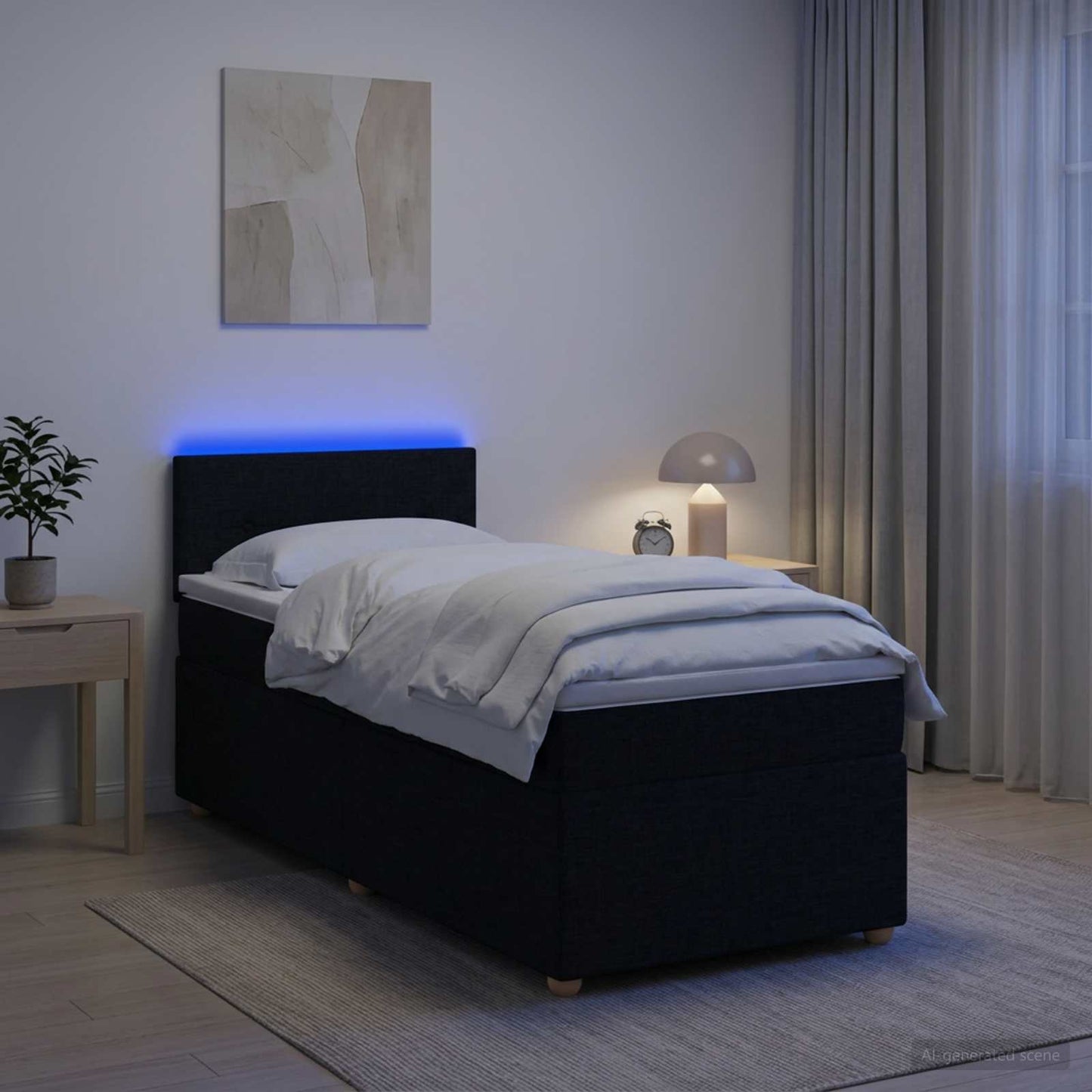 vidaXL Κρεβάτι box spring με στρώμα Μαύρο 80 x 200 cm Ύφασμα