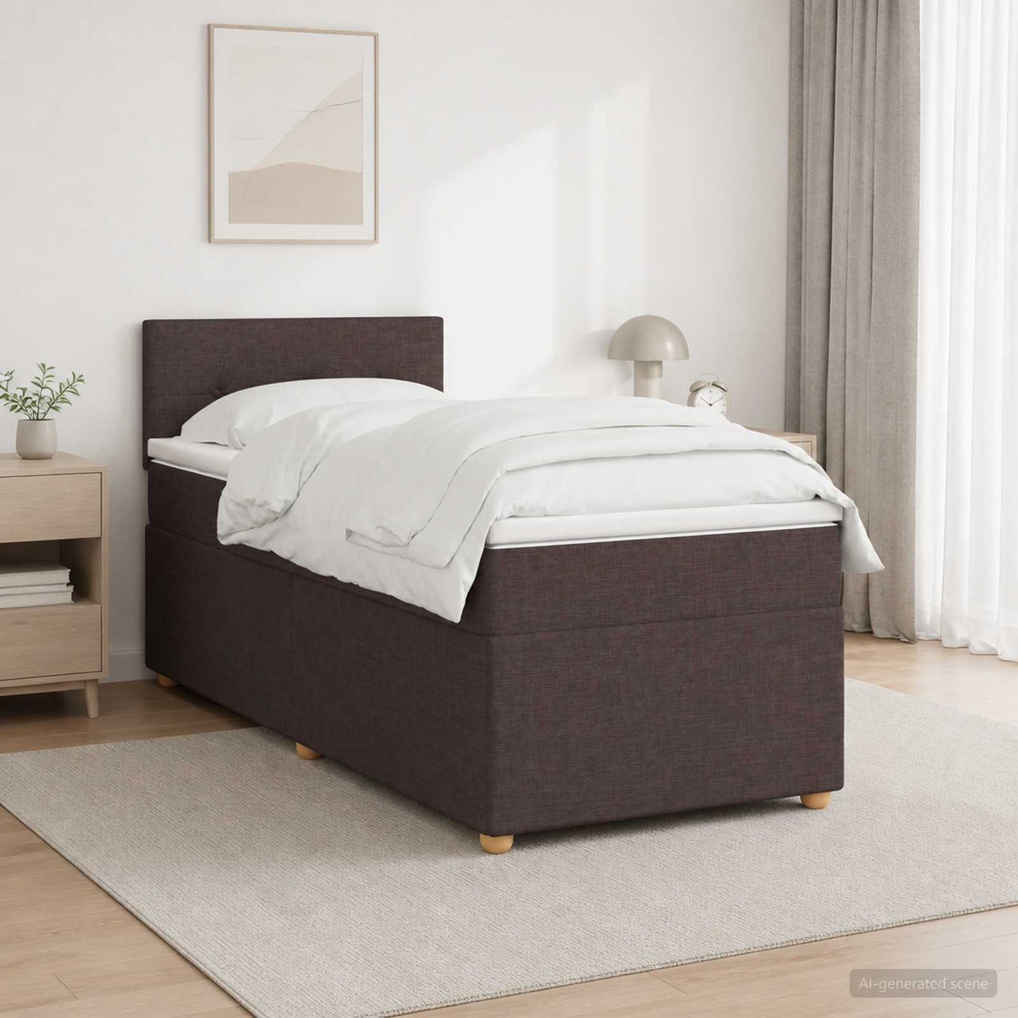 vidaXL Κρεβάτι box spring με στρώμα Σκούρο Καφέ 90 x 200 cm Ύφασμα