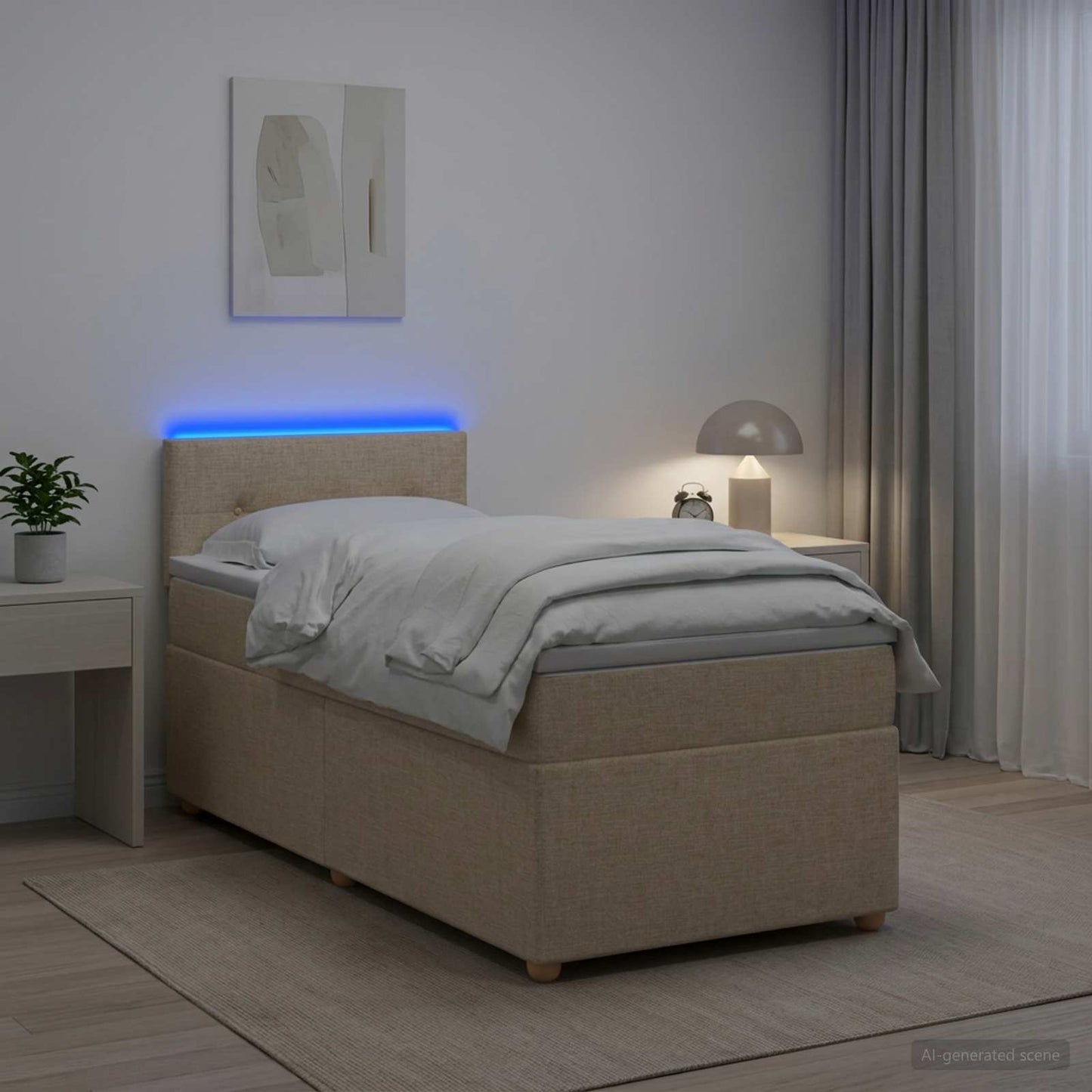 vidaXL Κρεβάτι box spring με στρώμα Κρεμ 90 x 200 cm Ύφασμα