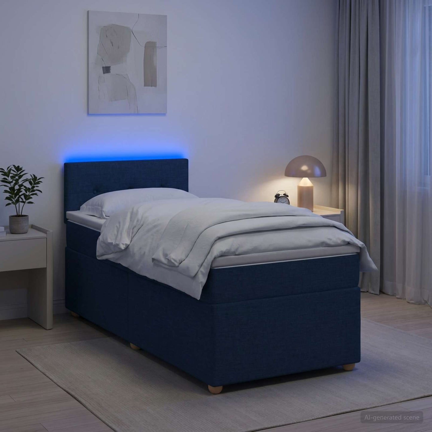 vidaXL Κρεβάτι box spring με στρώμα Μπλε 80 x 200 cm Ύφασμα