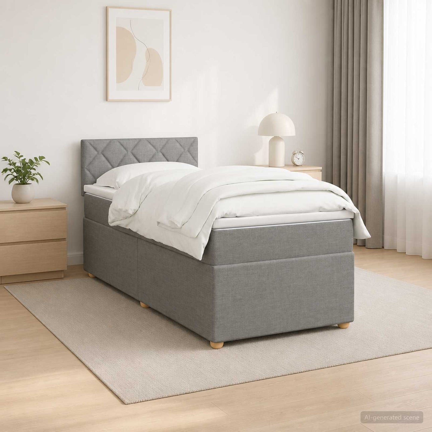 vidaXL Κρεβάτι box spring με στρώμα Ανοιχτό γκρι 90 x 200 cm Ύφασμα