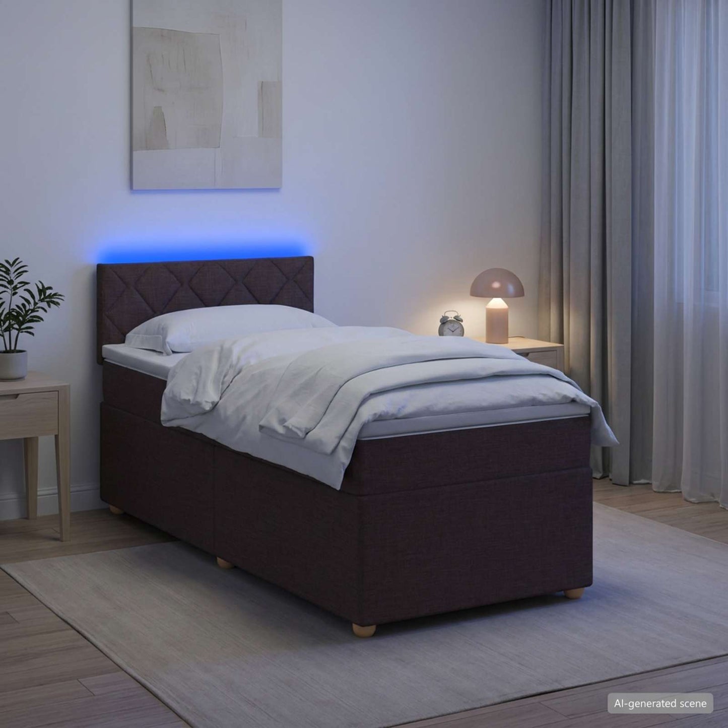 vidaXL Κρεβάτι box spring με στρώμα Σκούρο Καφέ 90 x 190 cm Ύφασμα