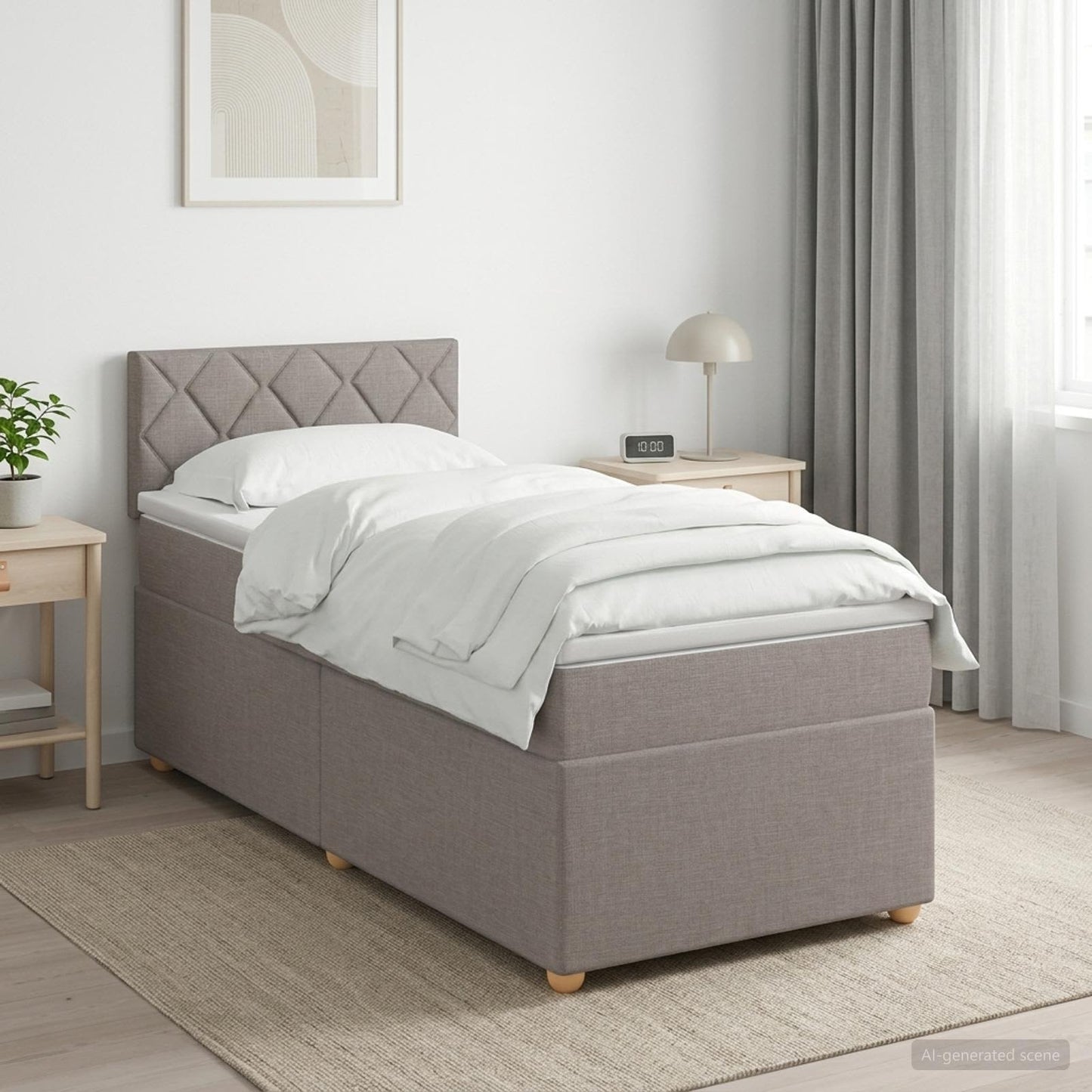 vidaXL Κρεβάτι box spring με στρώμα Taupe 90 x 190 cm Ύφασμα