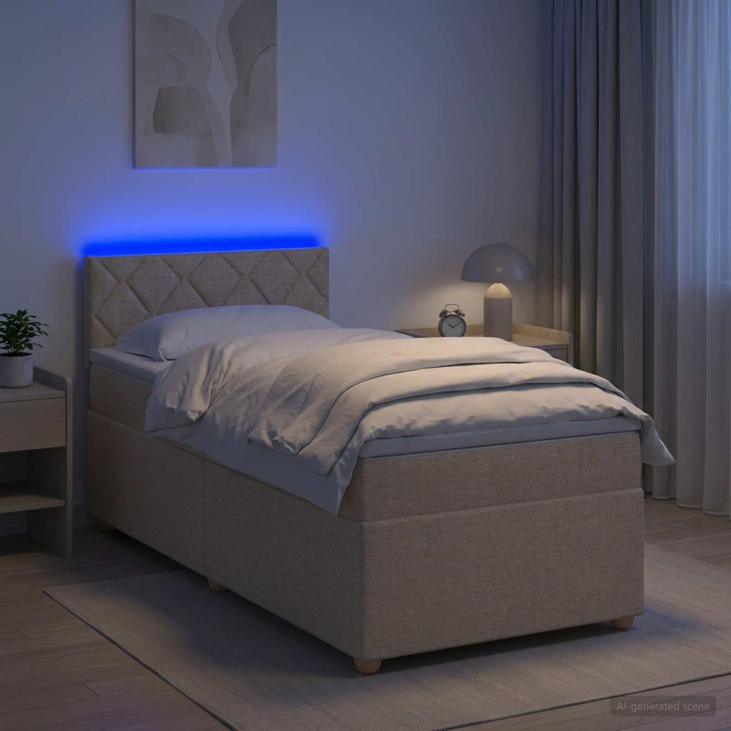 vidaXL Κρεβάτι box spring με στρώμα Κρεμ 80 x 200 cm Ύφασμα