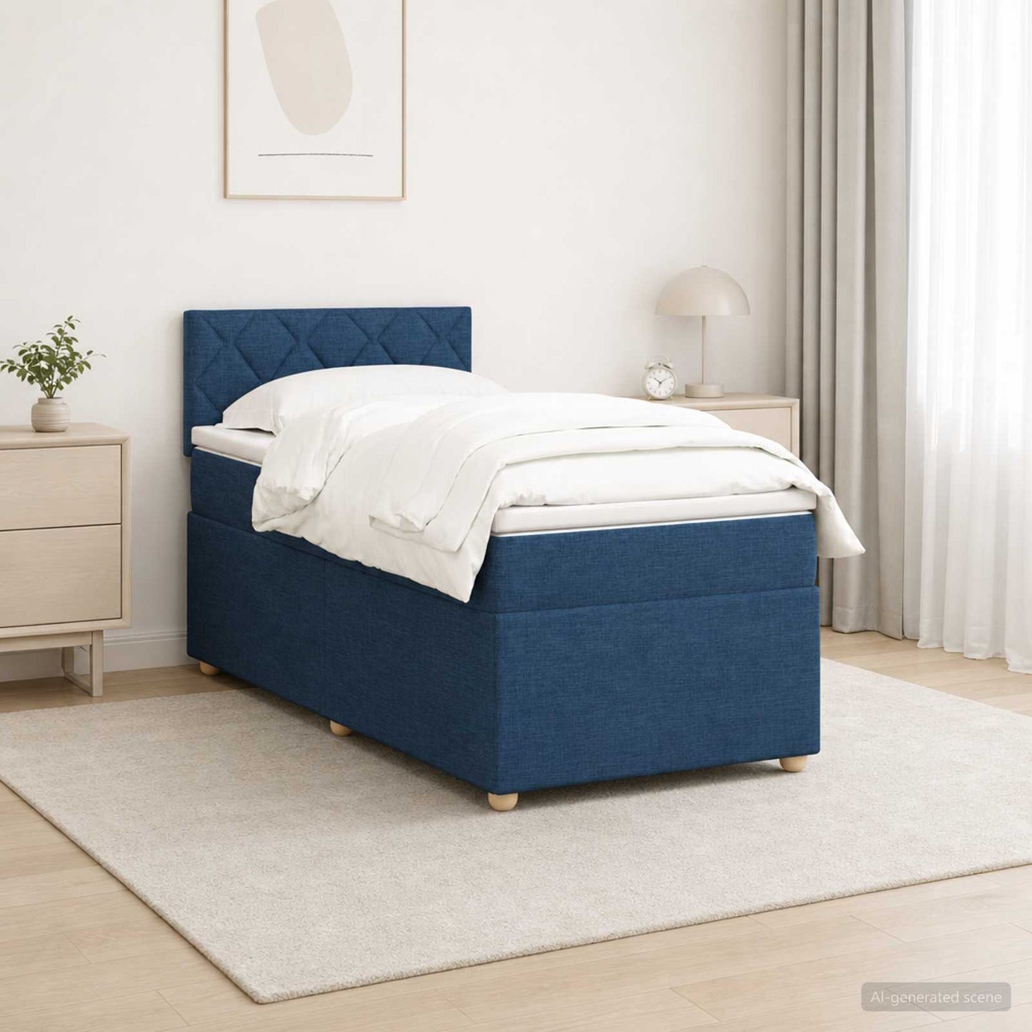 vidaXL Κρεβάτι box spring με στρώμα Μπλε 80 x 200 cm Ύφασμα