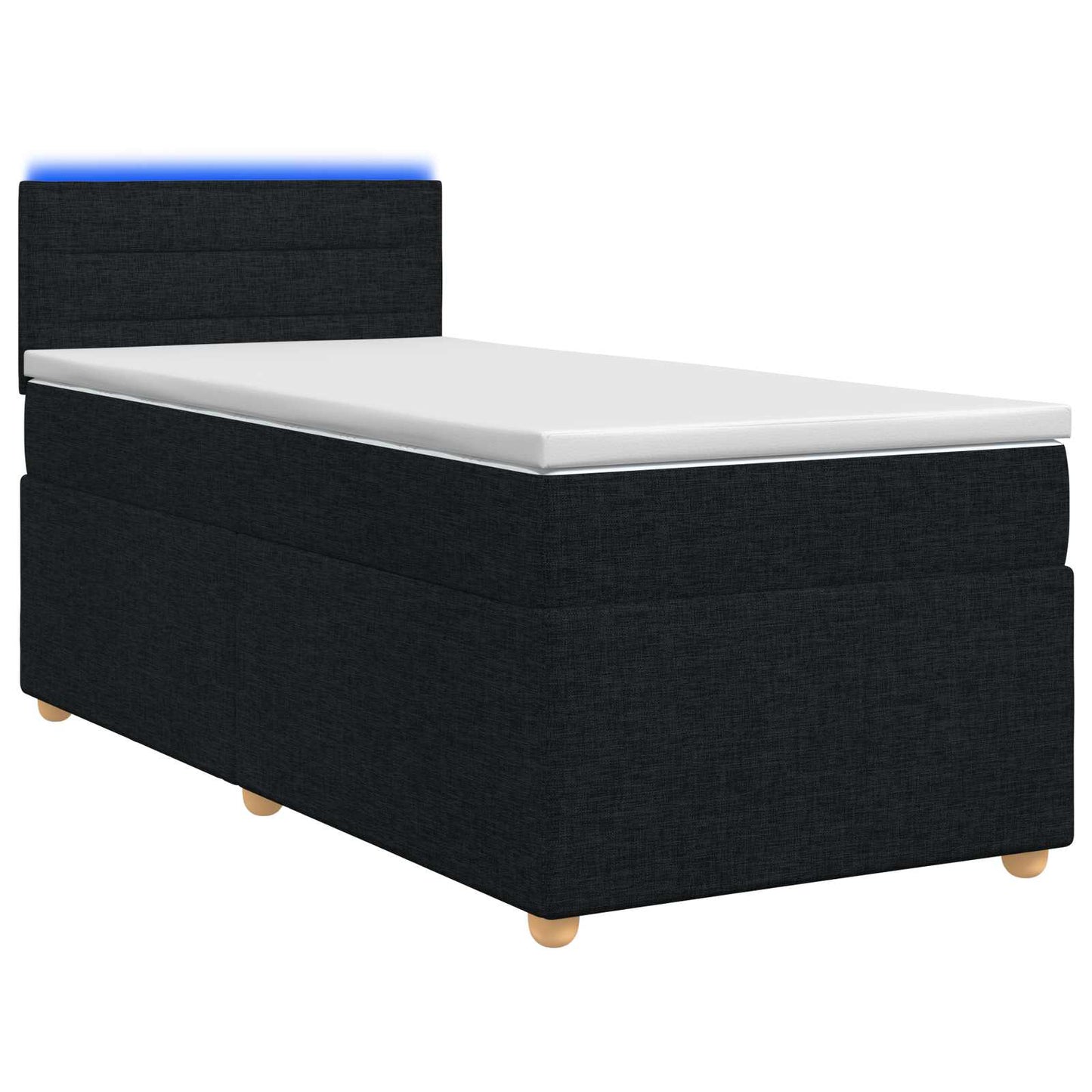 vidaXL Κρεβάτι box spring με στρώμα Μαύρο 90 x 190 cm Ύφασμα